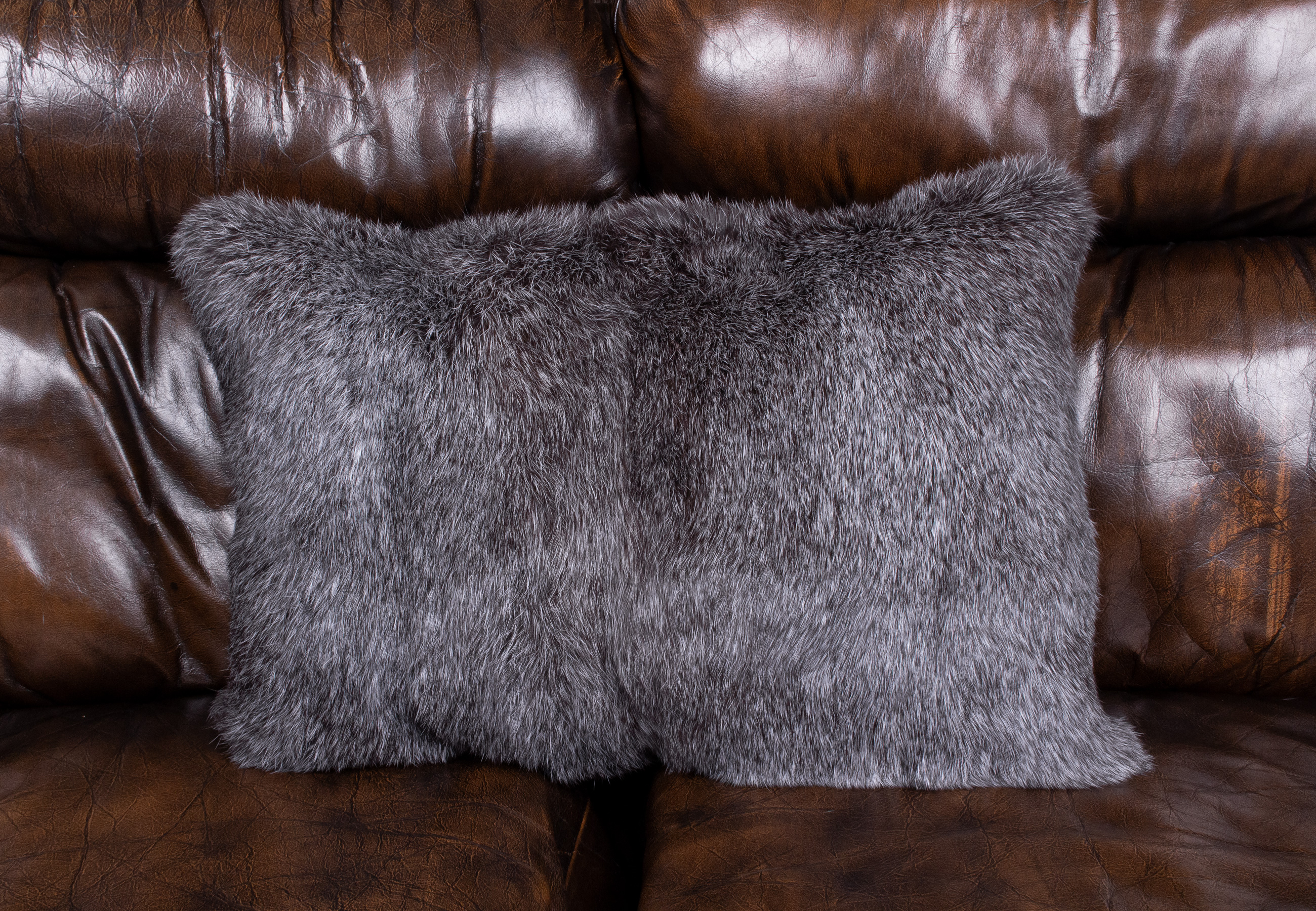 Real Rabbit Fur Cushion in gray Real Rabbit Fur Cushion in gray