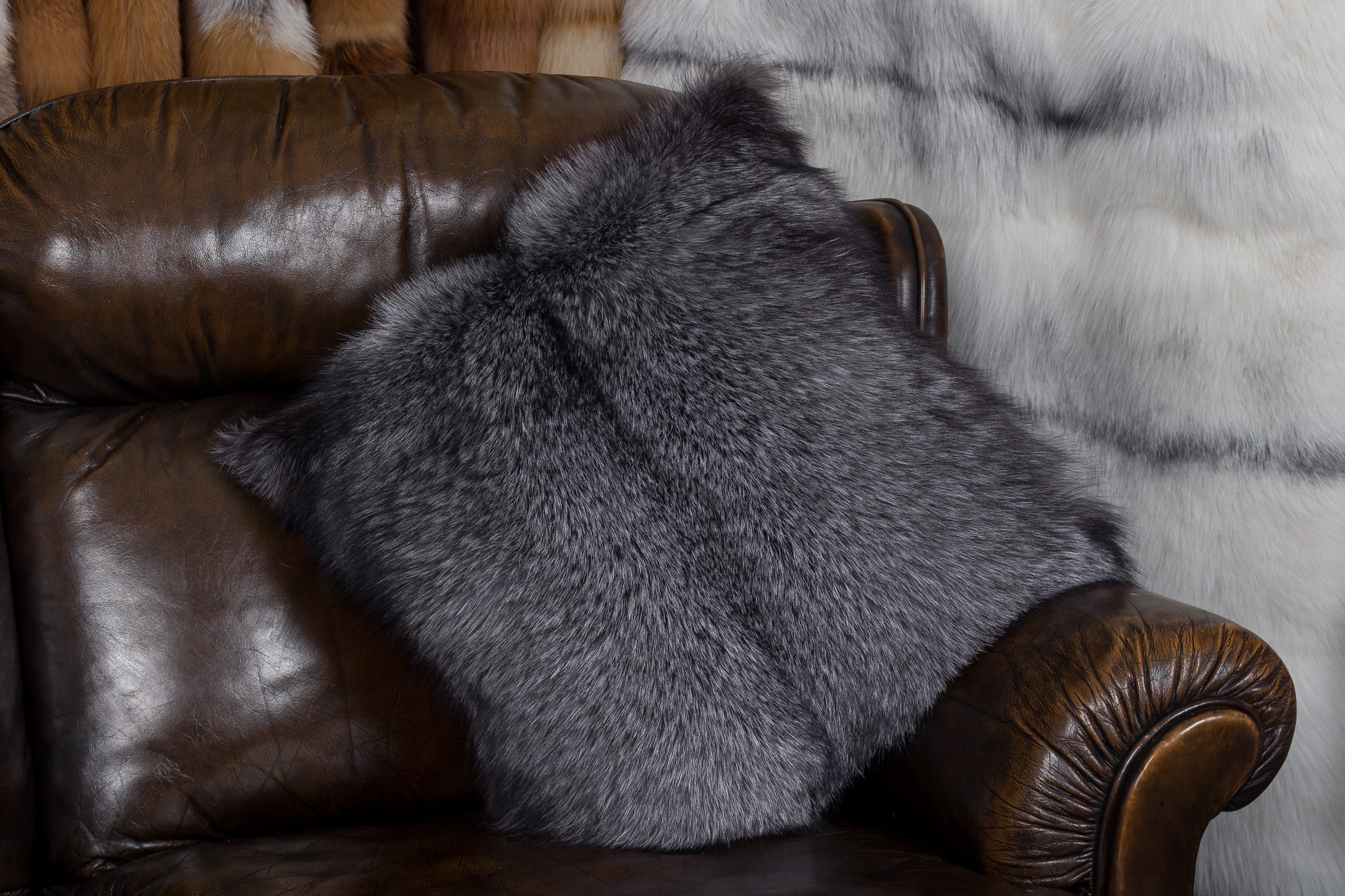 Small Blue Frost Fox Pillow