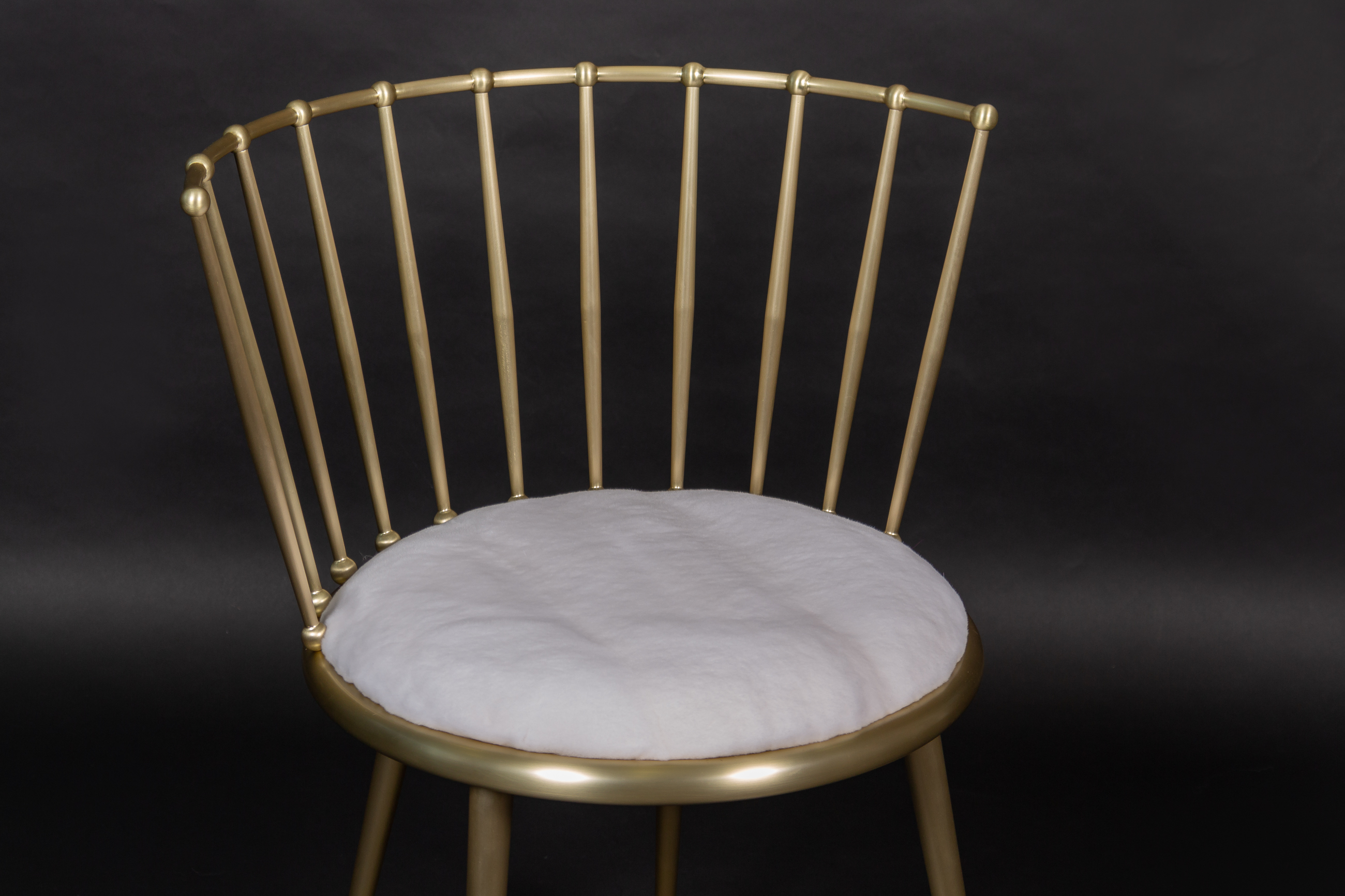 Elegant White Golden Chair with Plucked Mink