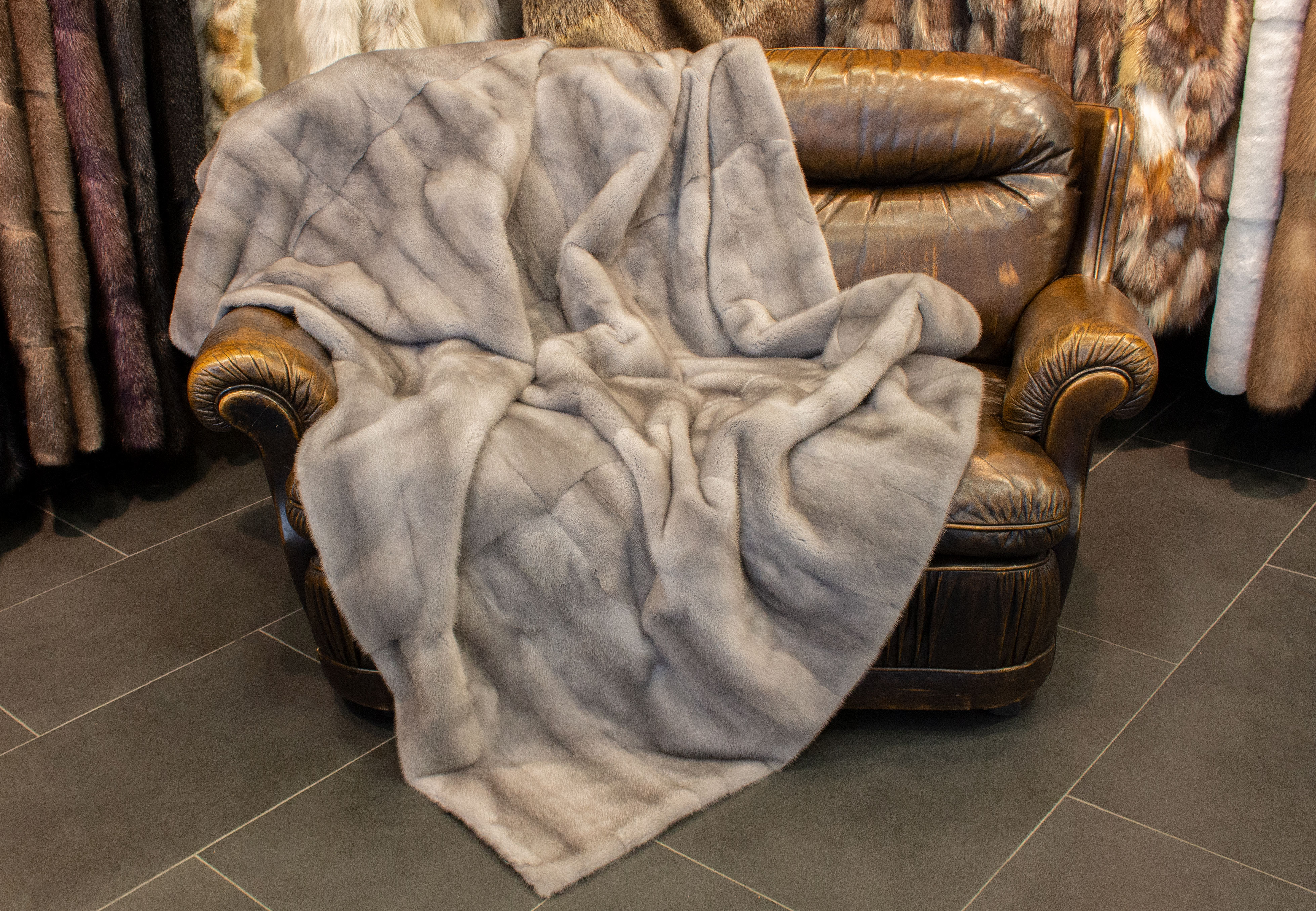 Sapphire Mink Fur Blanket