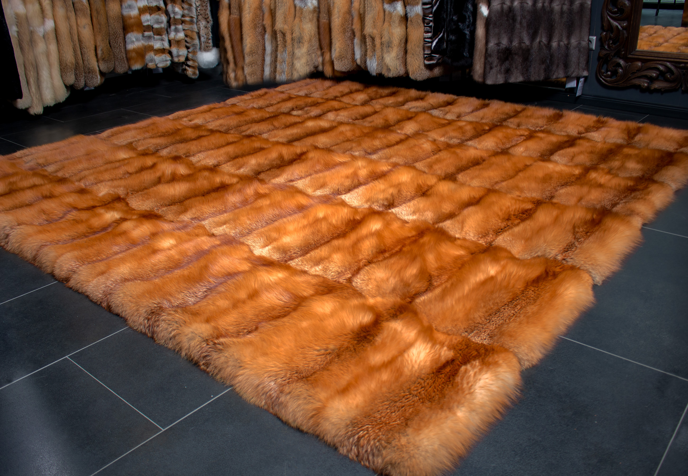 Canadian Red Fox Fur Carpet in XXL