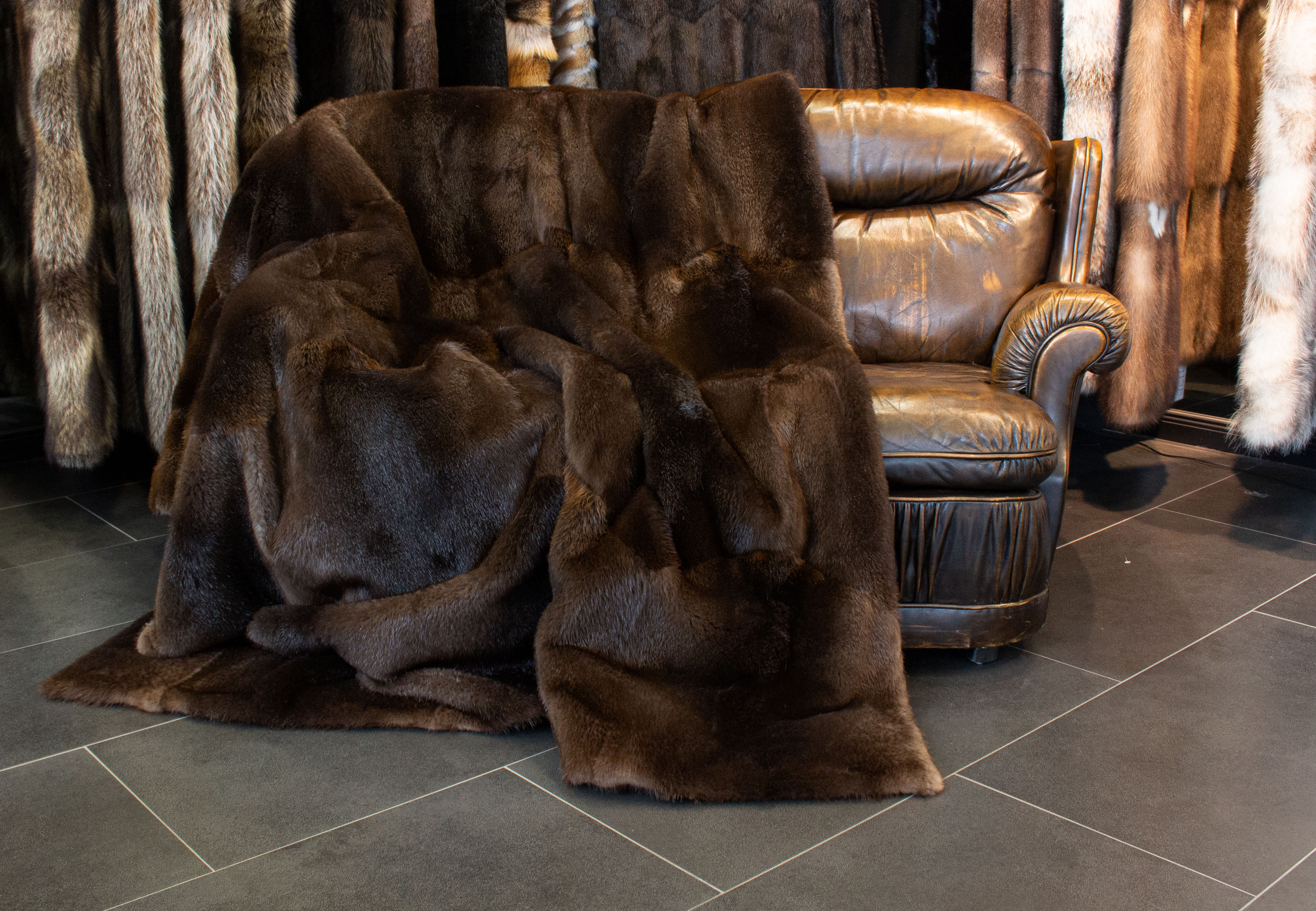 Large Canadian Beaver Fur Blanket XXL