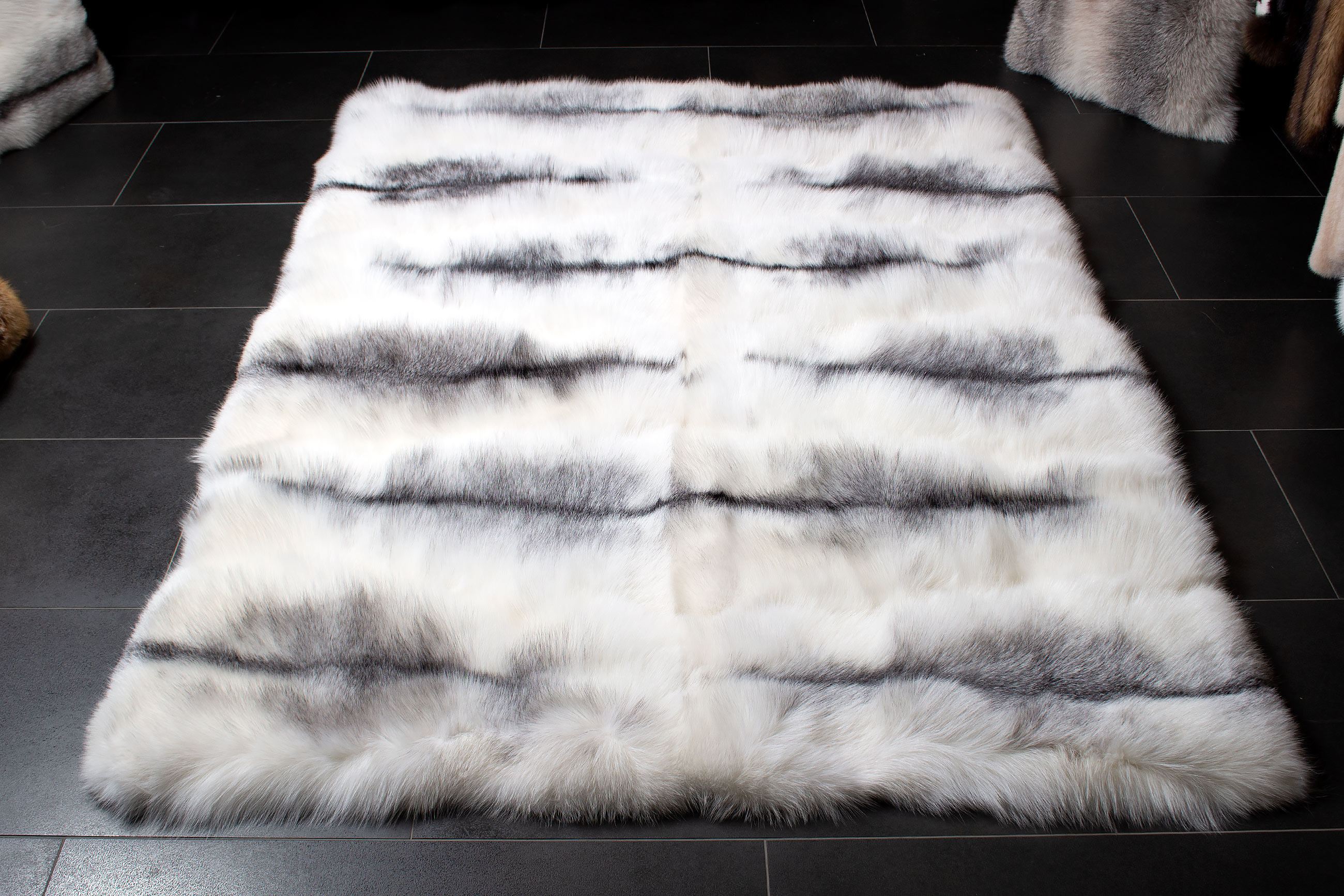 Shadow Blue Frost Fox Fur Rug - Genuine Fur