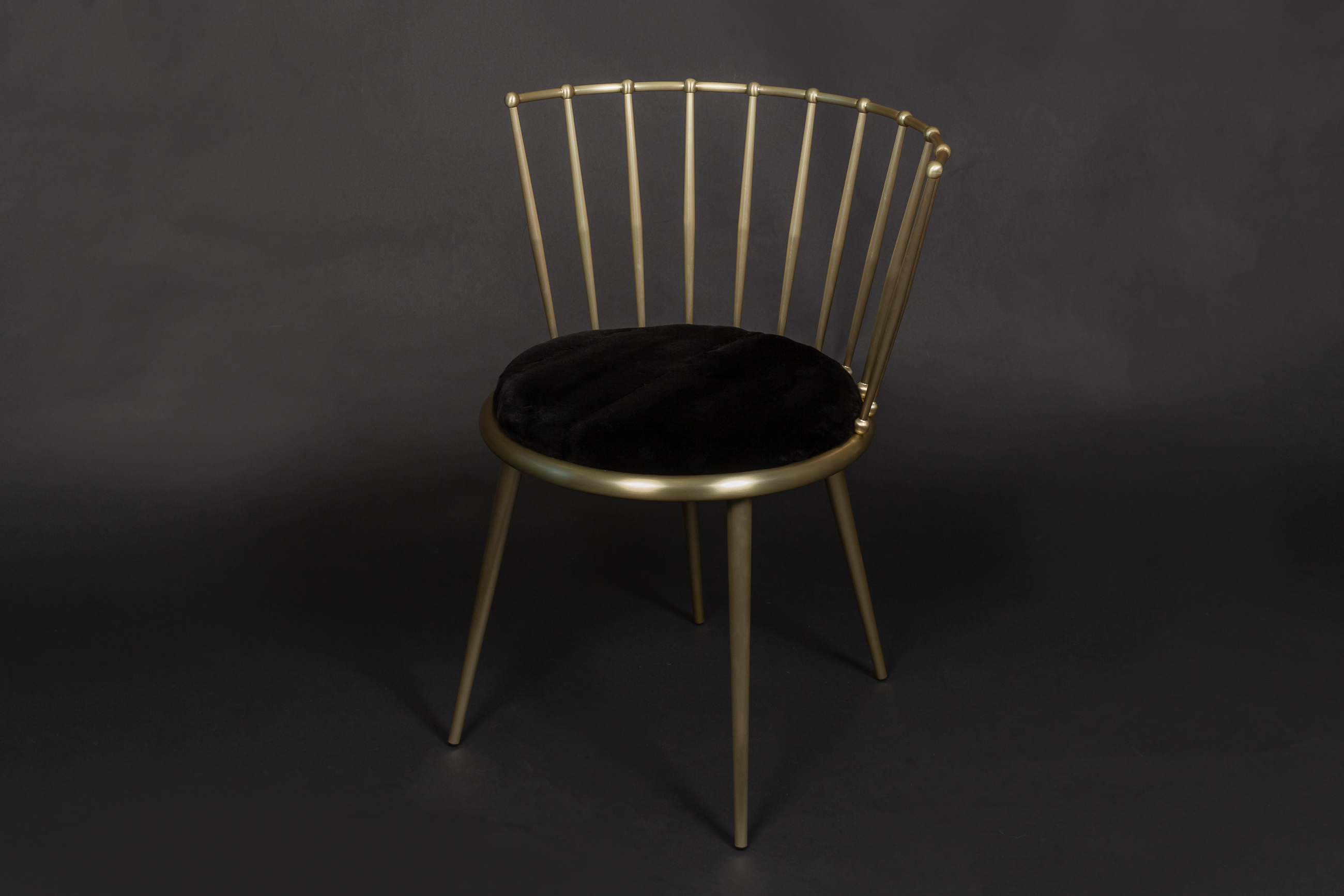 1-6941-Cantori-Stuhl-gerupfter-Nerz-Polsterung-Schwarz Cantori Chair with Plucked Mink Upholstery in Black