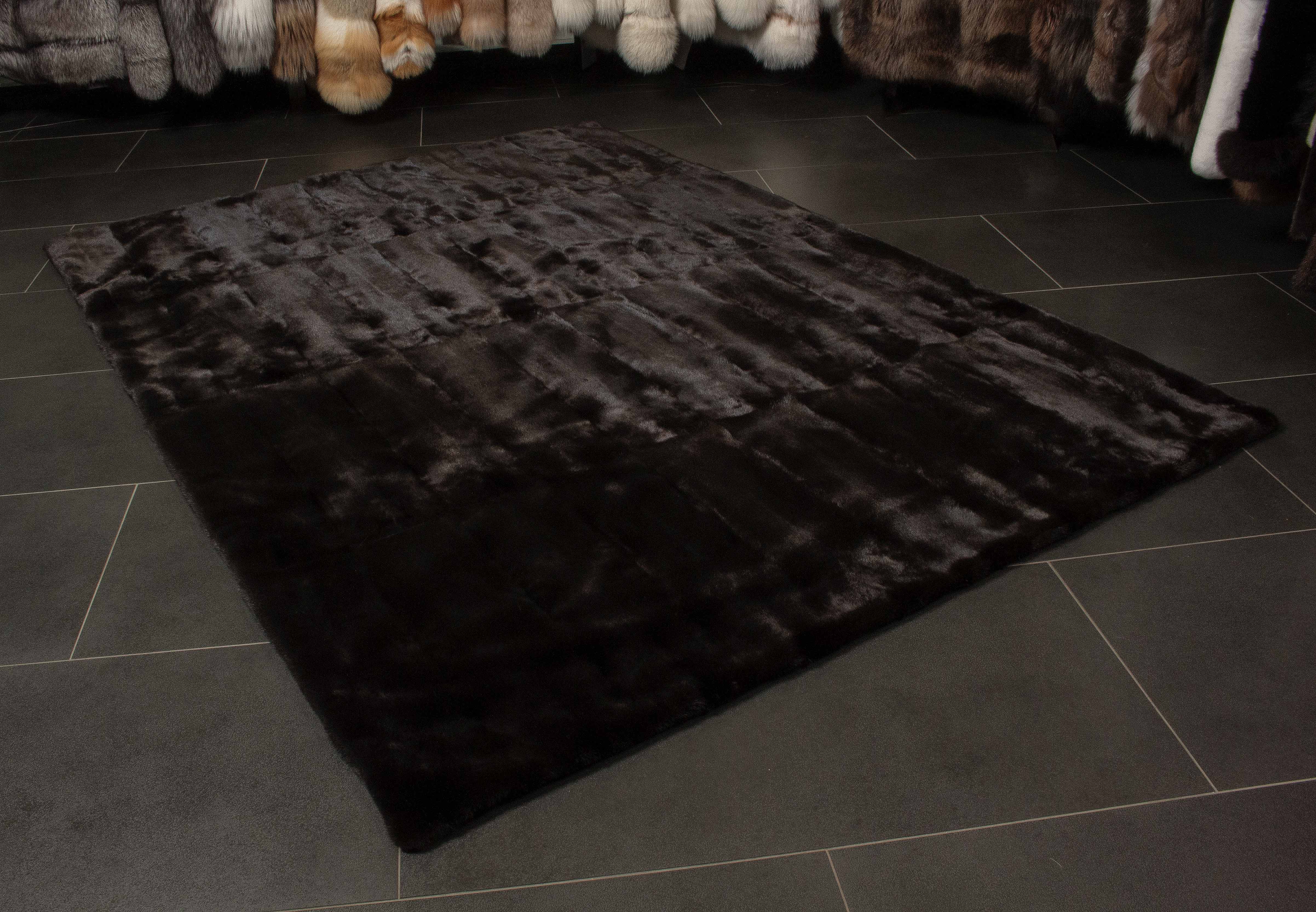 Black-Brown Mink Fur Carpet