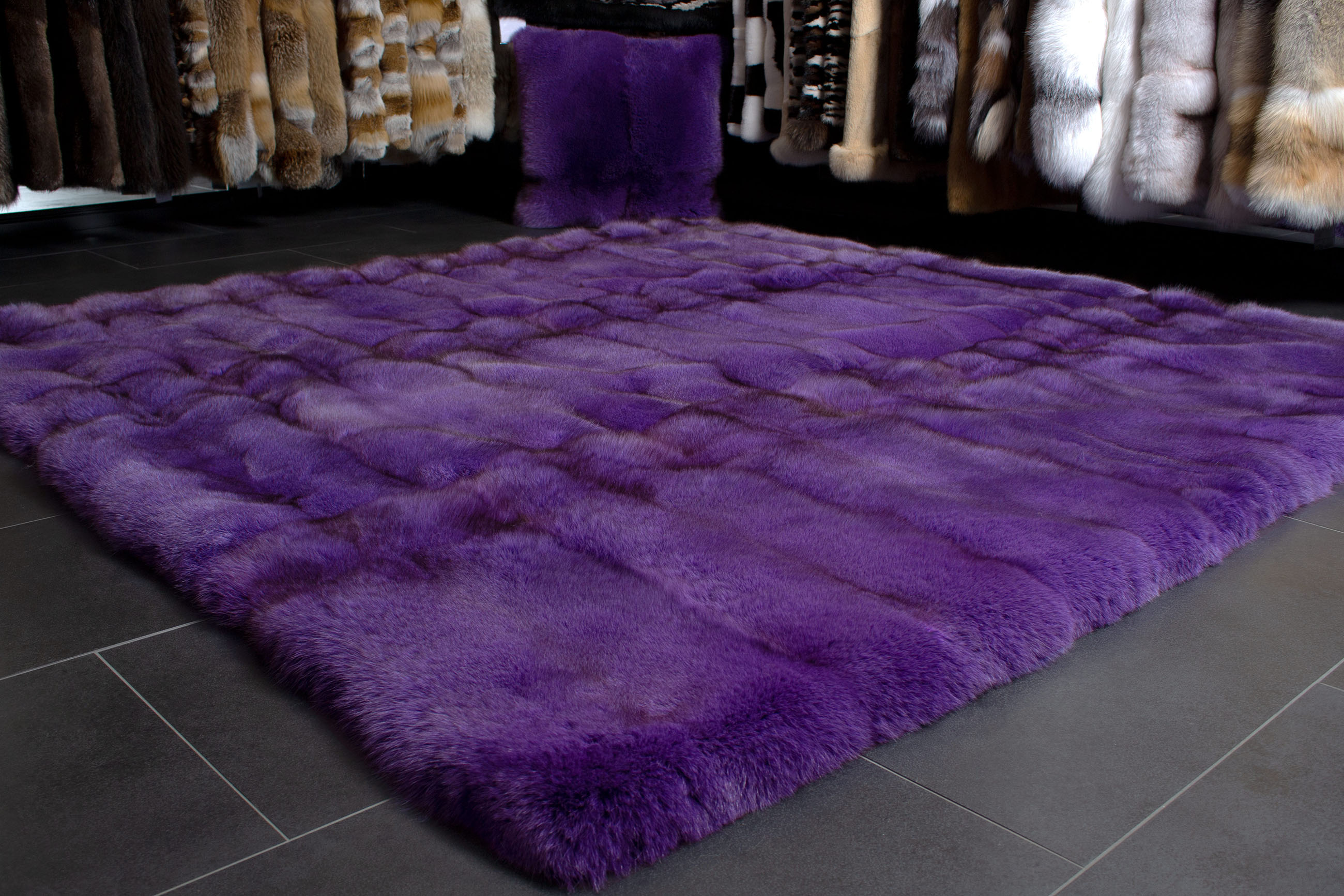 Real Blue Fox Carpet in Purple