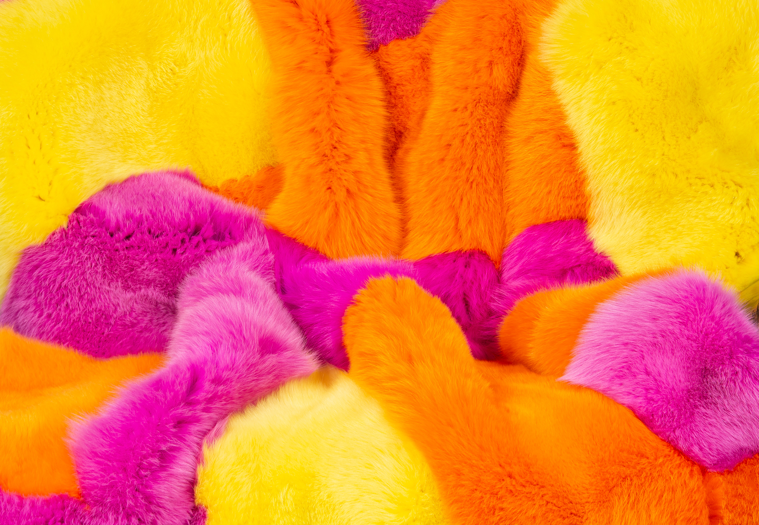 Blue Fox Patchwork Fur Blanket in Multicolor