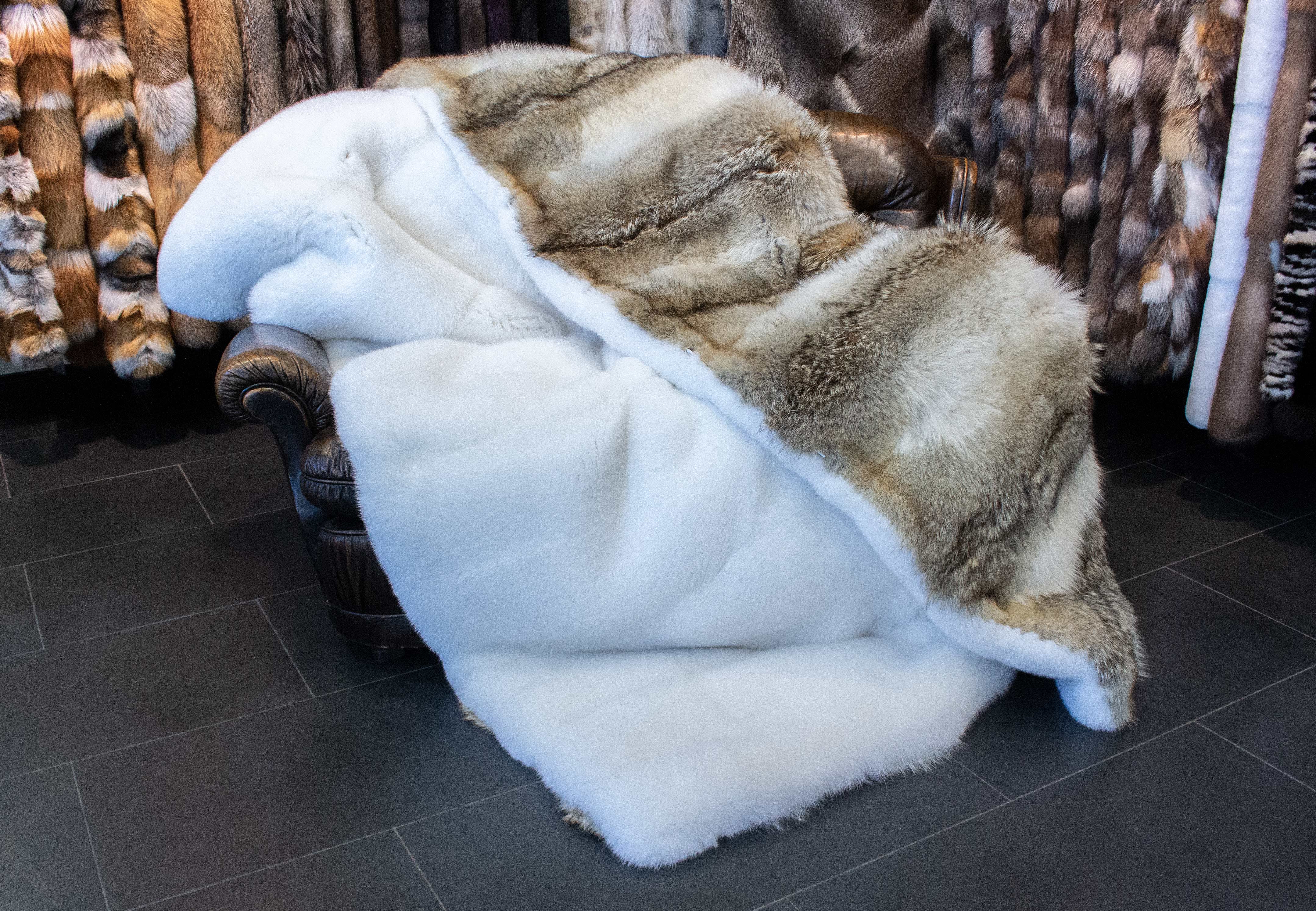 Coyote Fur Blanket with Shadow Fox Inlay