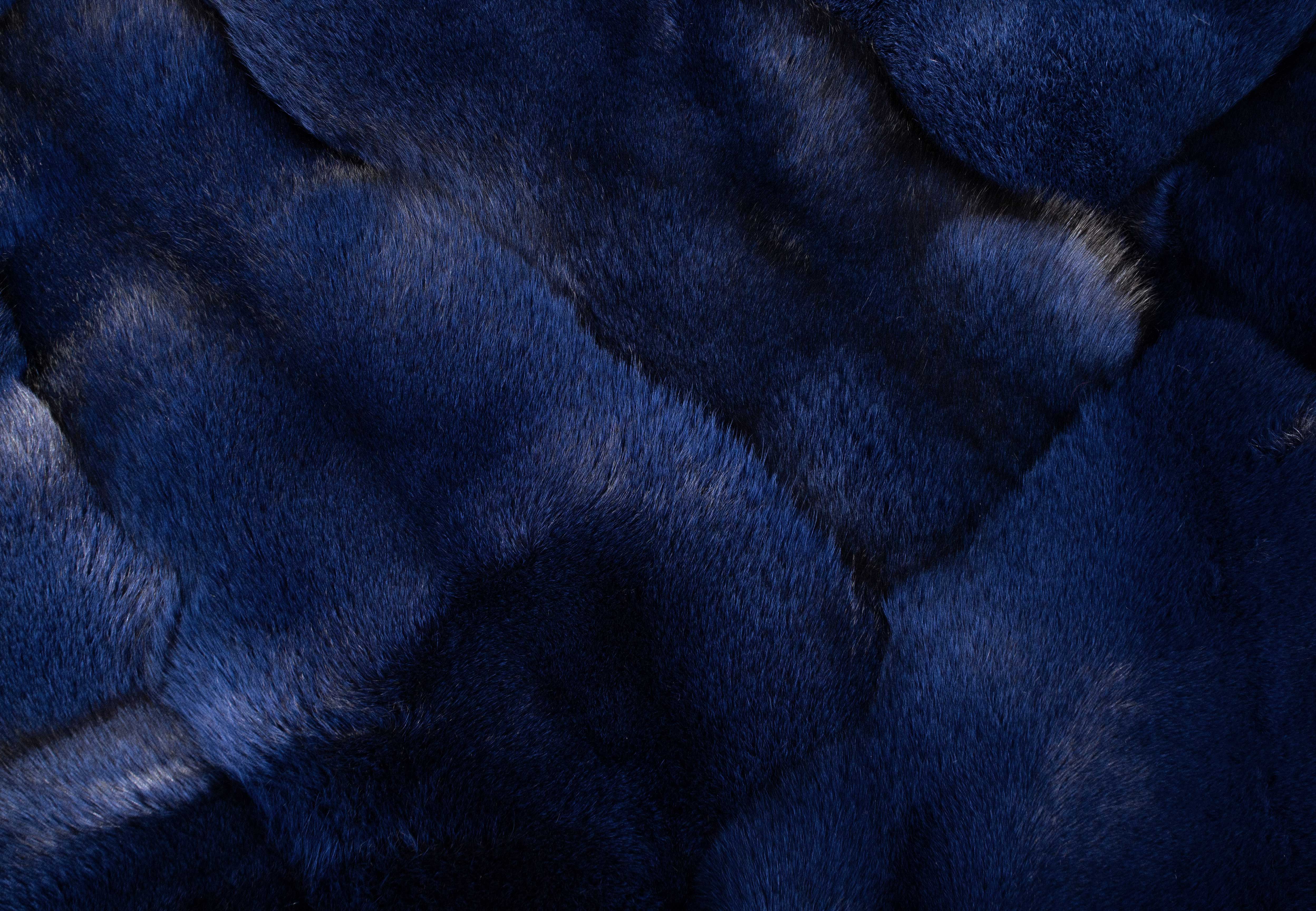 Blue Fox Fur Carpet "Midnight Blue"