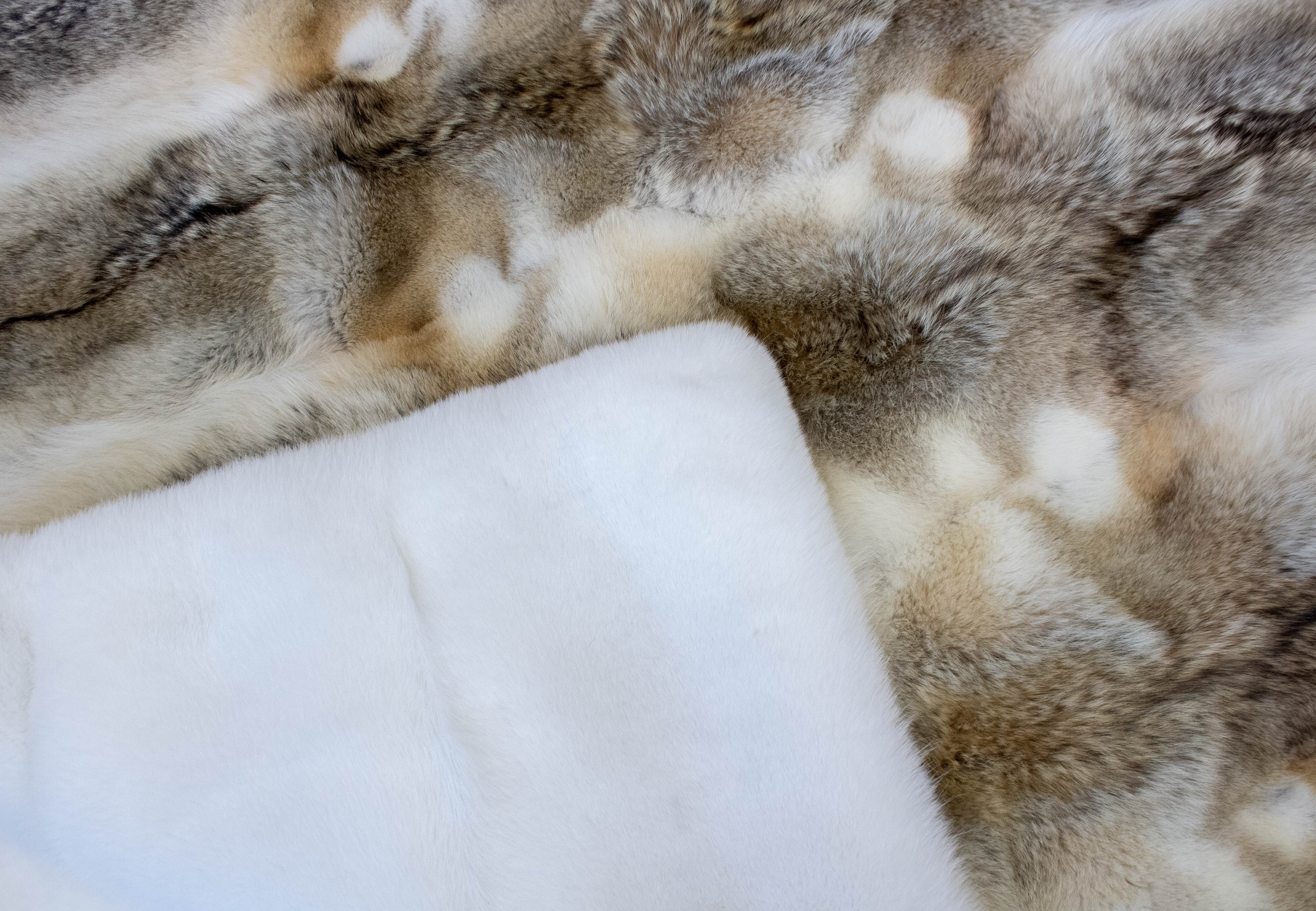 Coyote Fur Blanket with Shadow Fox Inlay