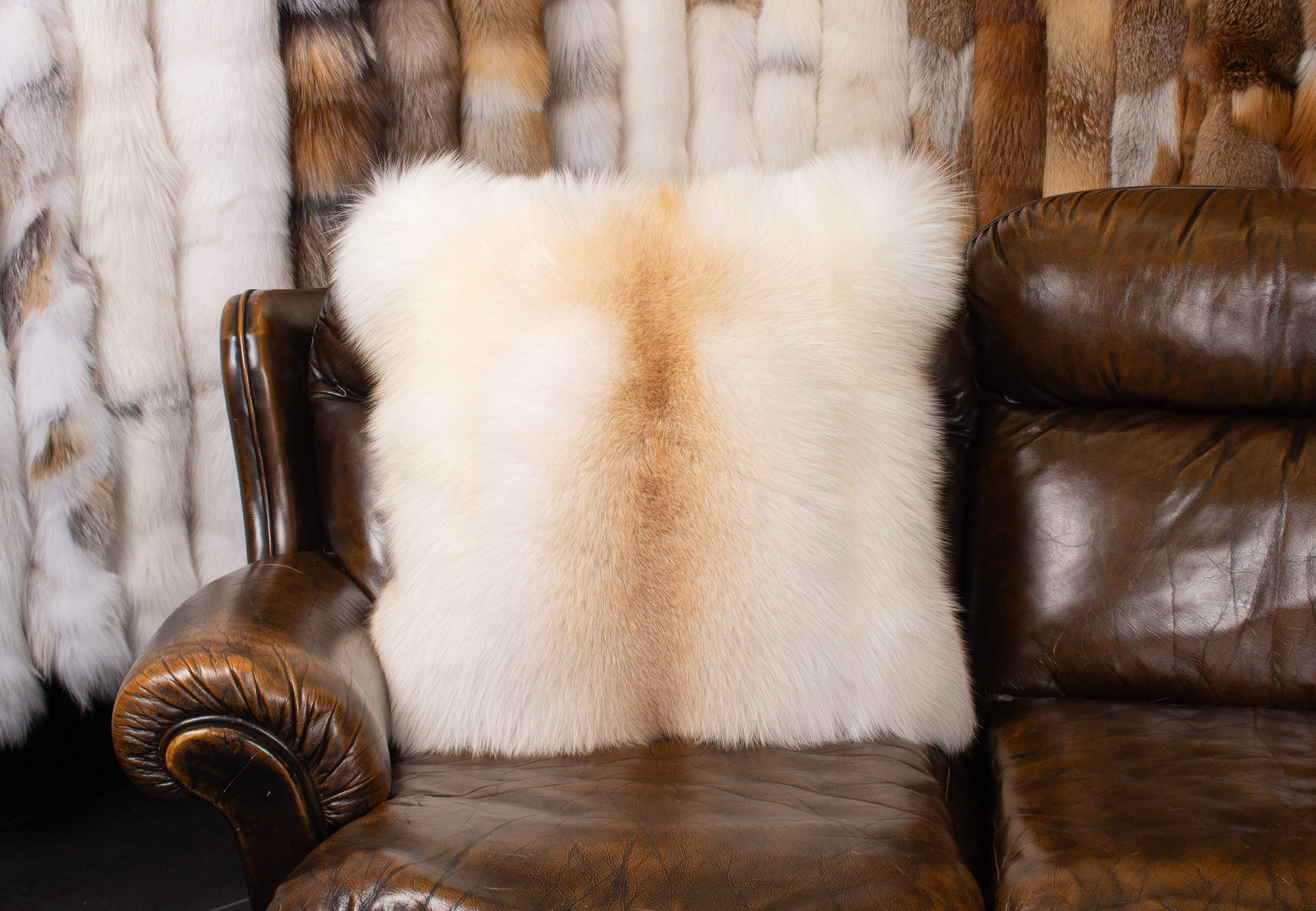 Luxurious Apricot Fox Fur Cushion