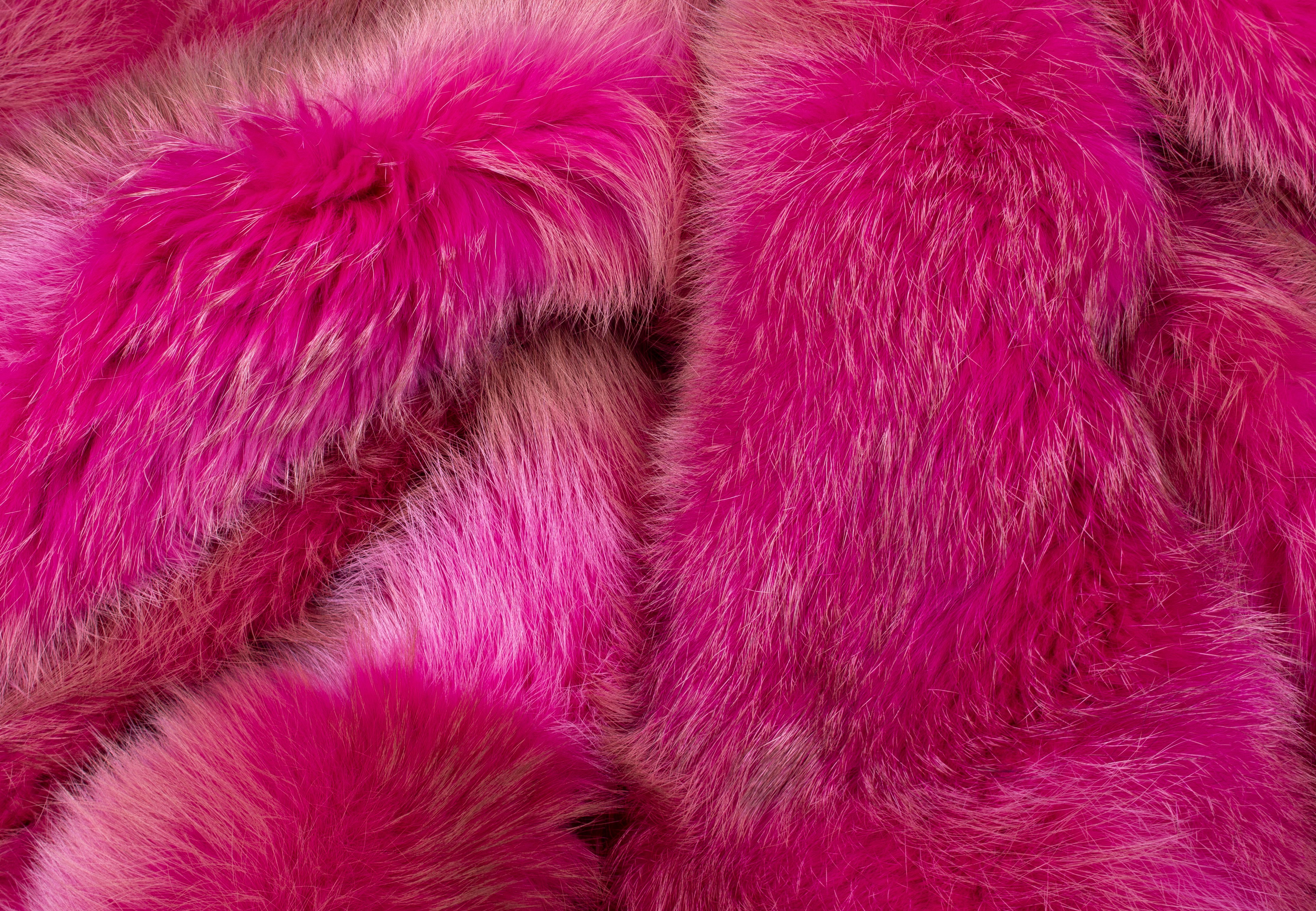 Red Fox Fur Blanket in pink