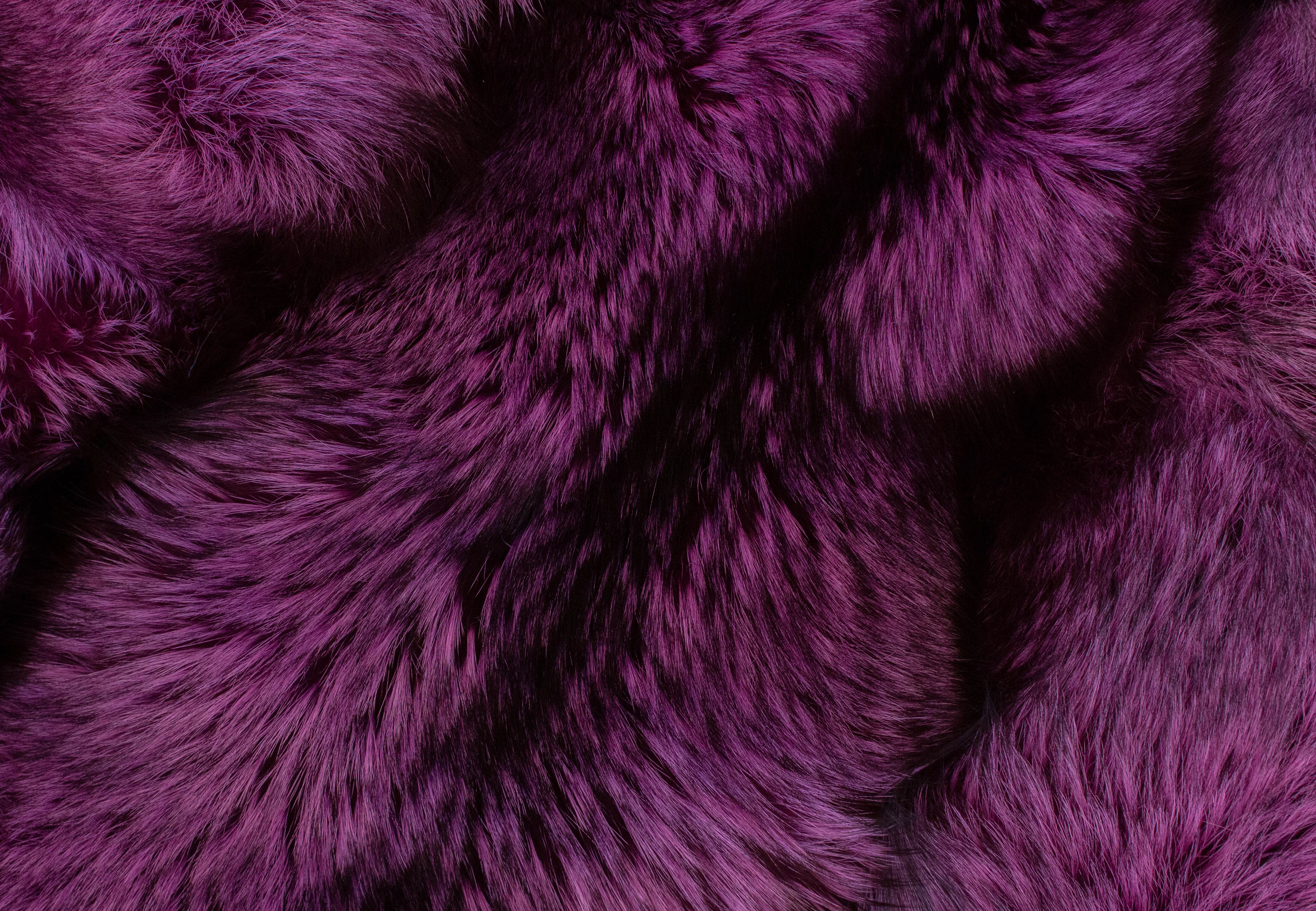 Silver Fox Fur Carpet in Purple