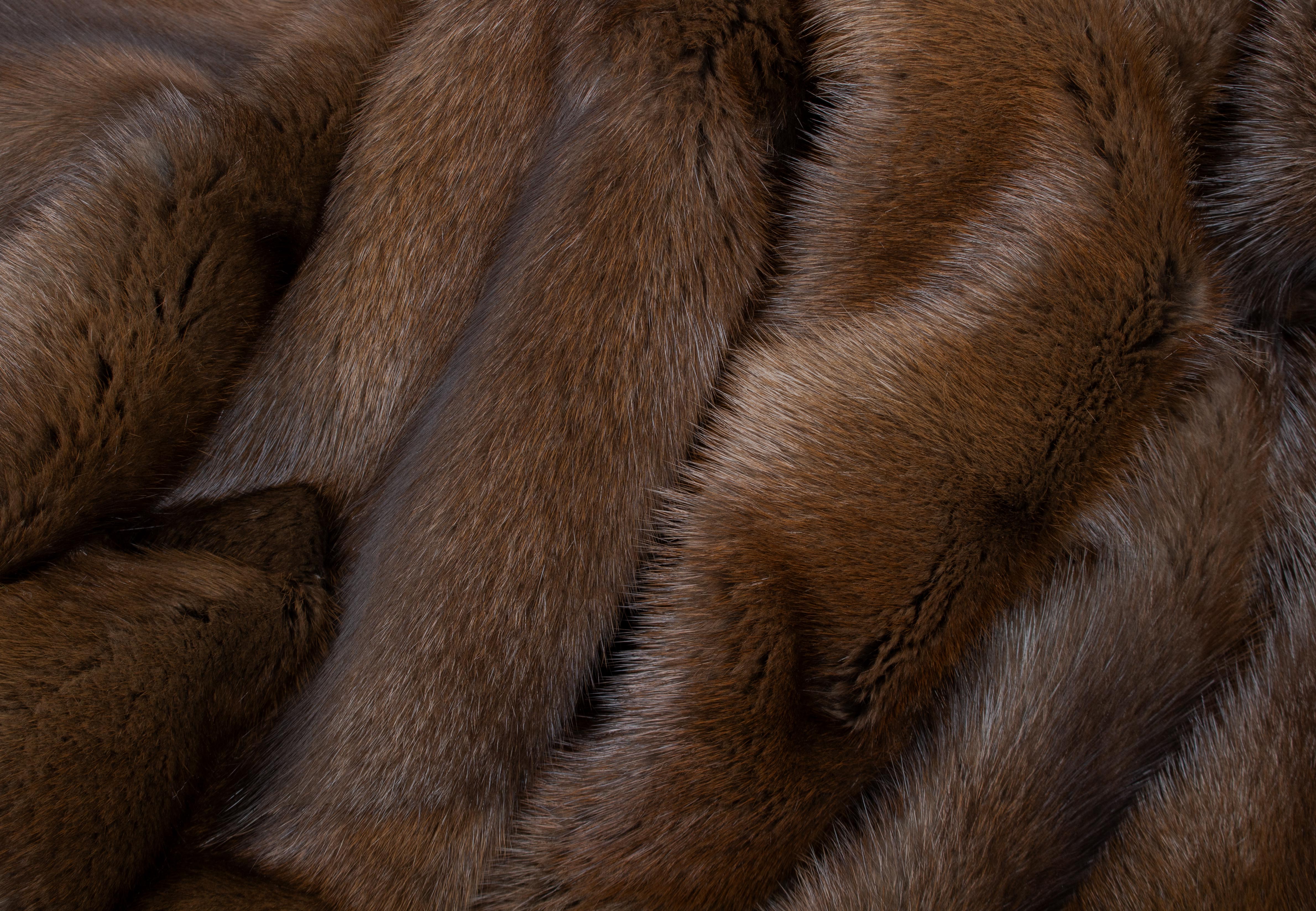 Brown Muskrat Fur Blanket
