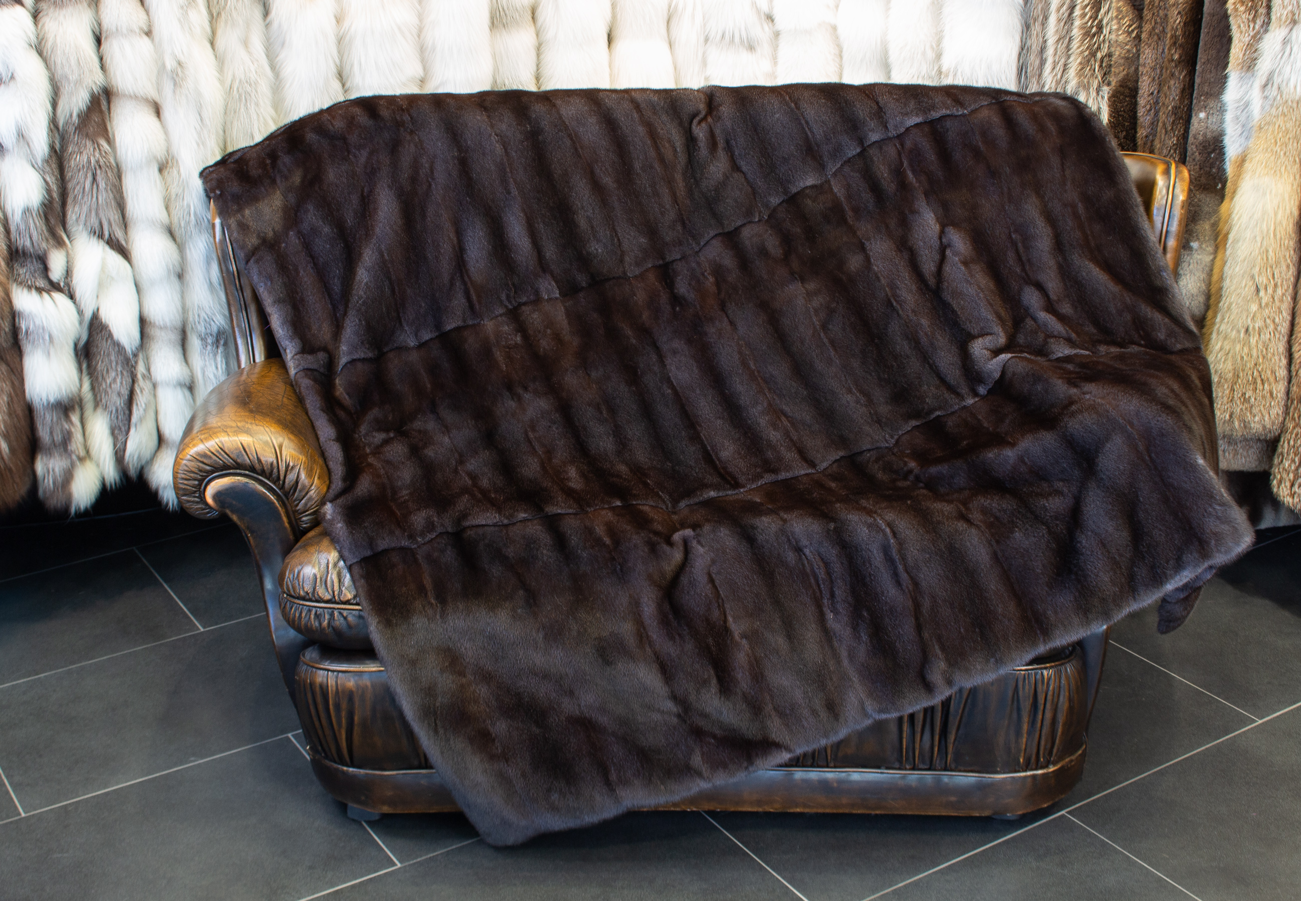 Noble Mink Fur Blanket - Dark Tone Noble Mink Fur Blanket - Dark Tone