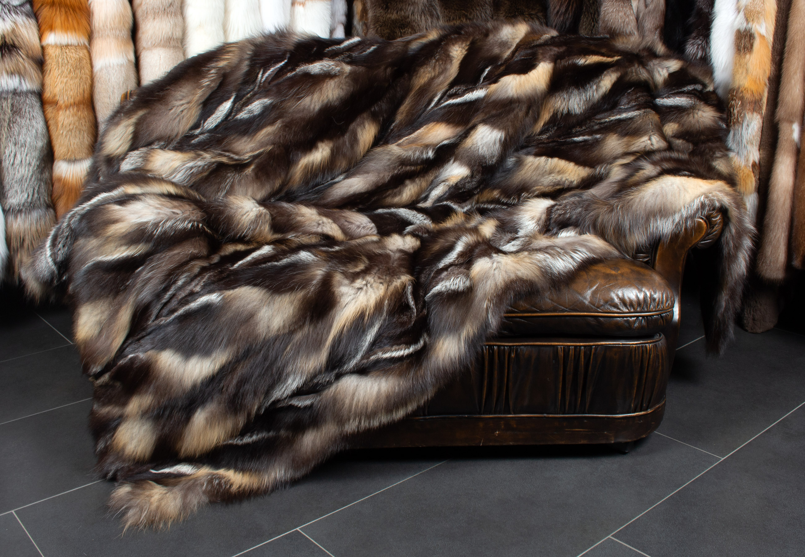 Cross Fox Fur Blanket