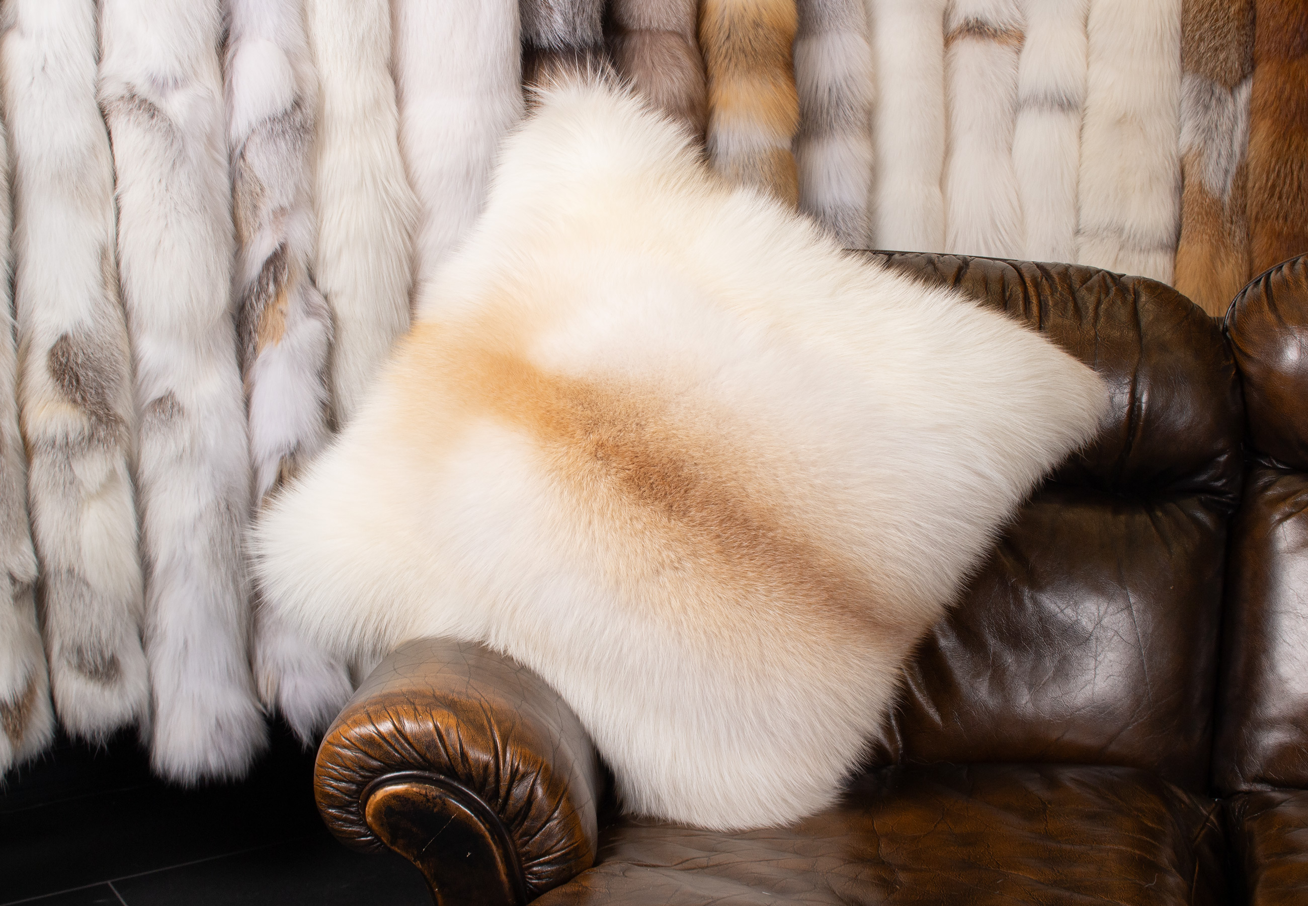Luxurious Apricot Fox Fur Cushion