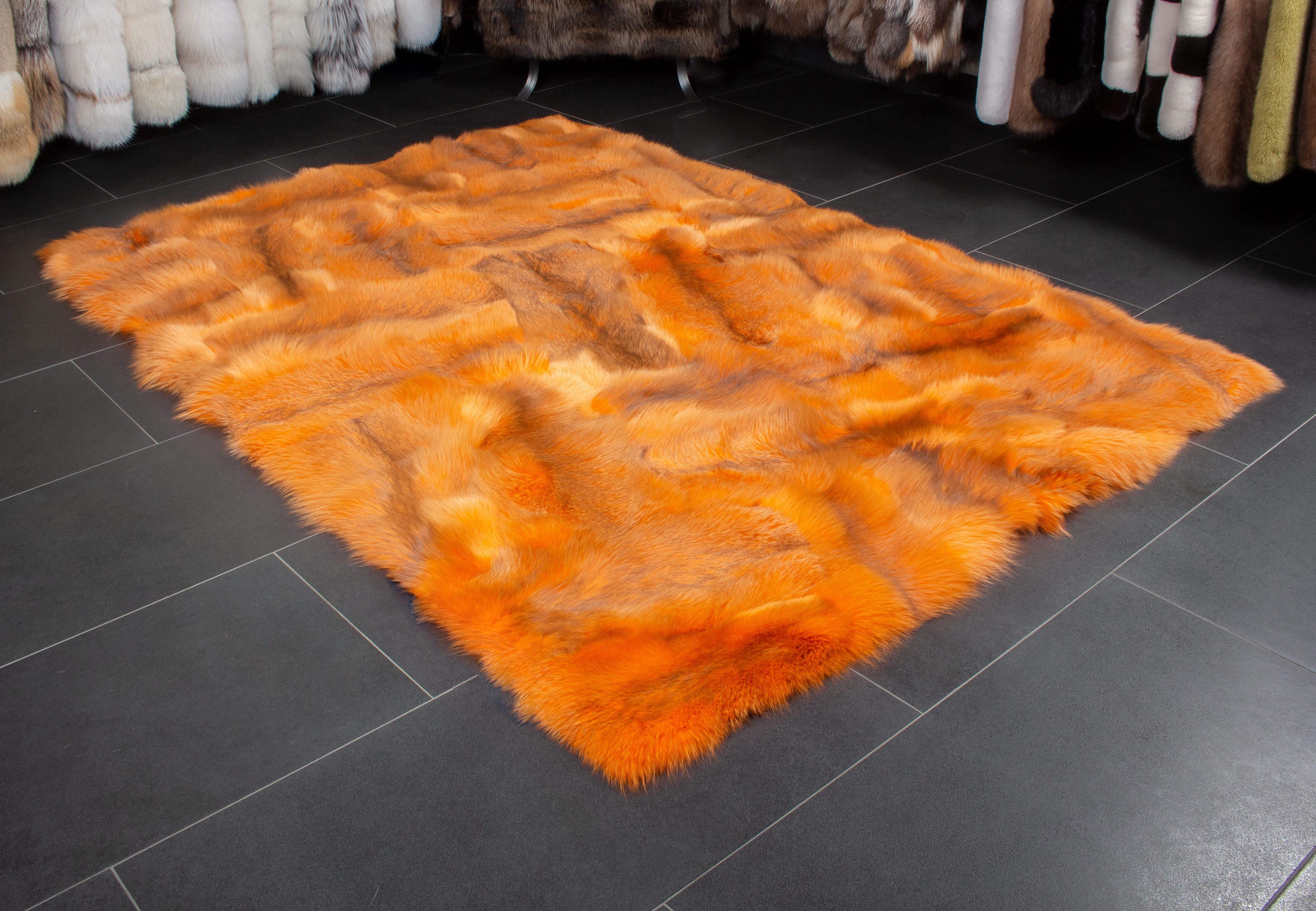 1-2219-Echtfell-Teppich-europaeischen-Rotfuchs-orange-Fellteppich Authentic European Red Fox Rug in orange