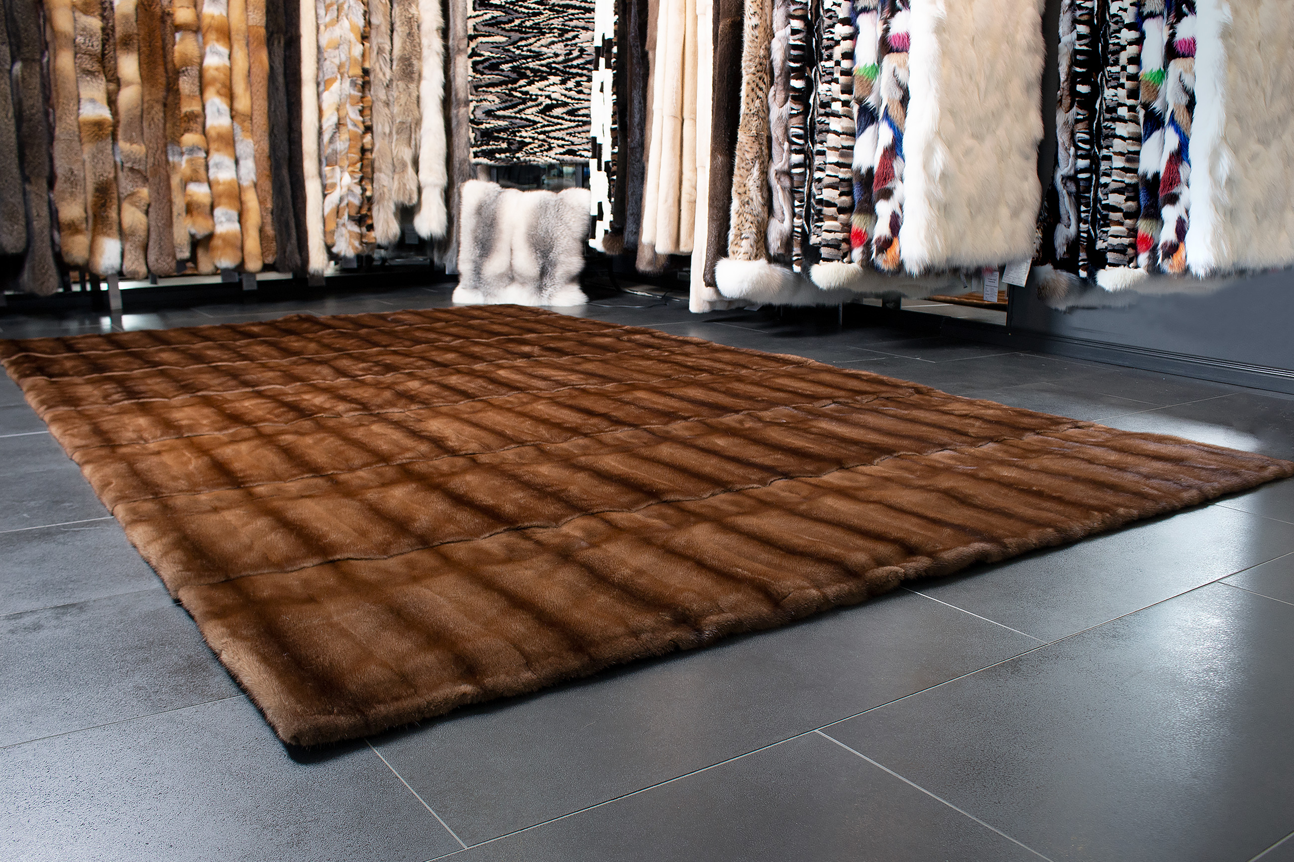 Genuine Mink Fur Carpet in Large