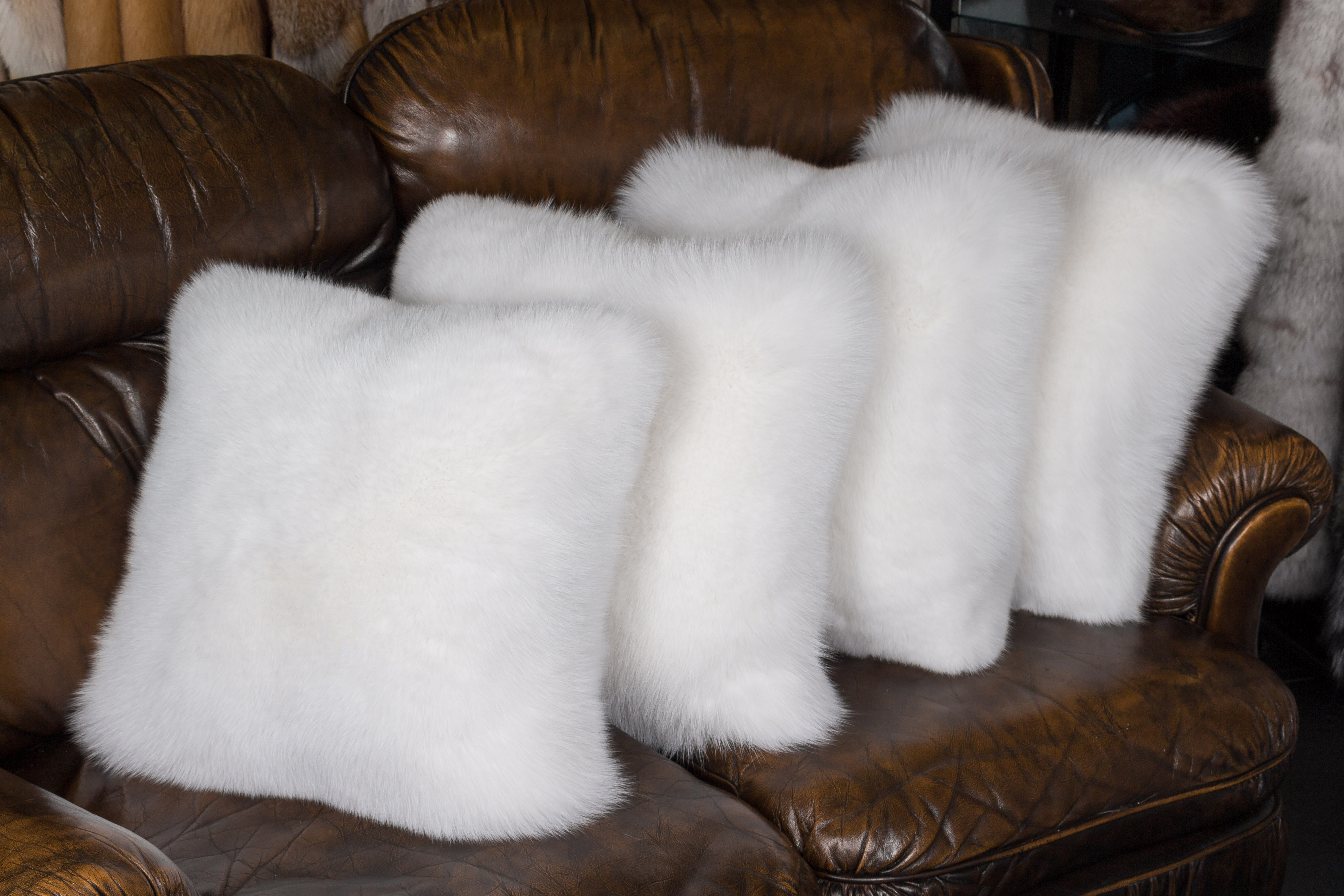 White Shadow Fox Fur Cushion