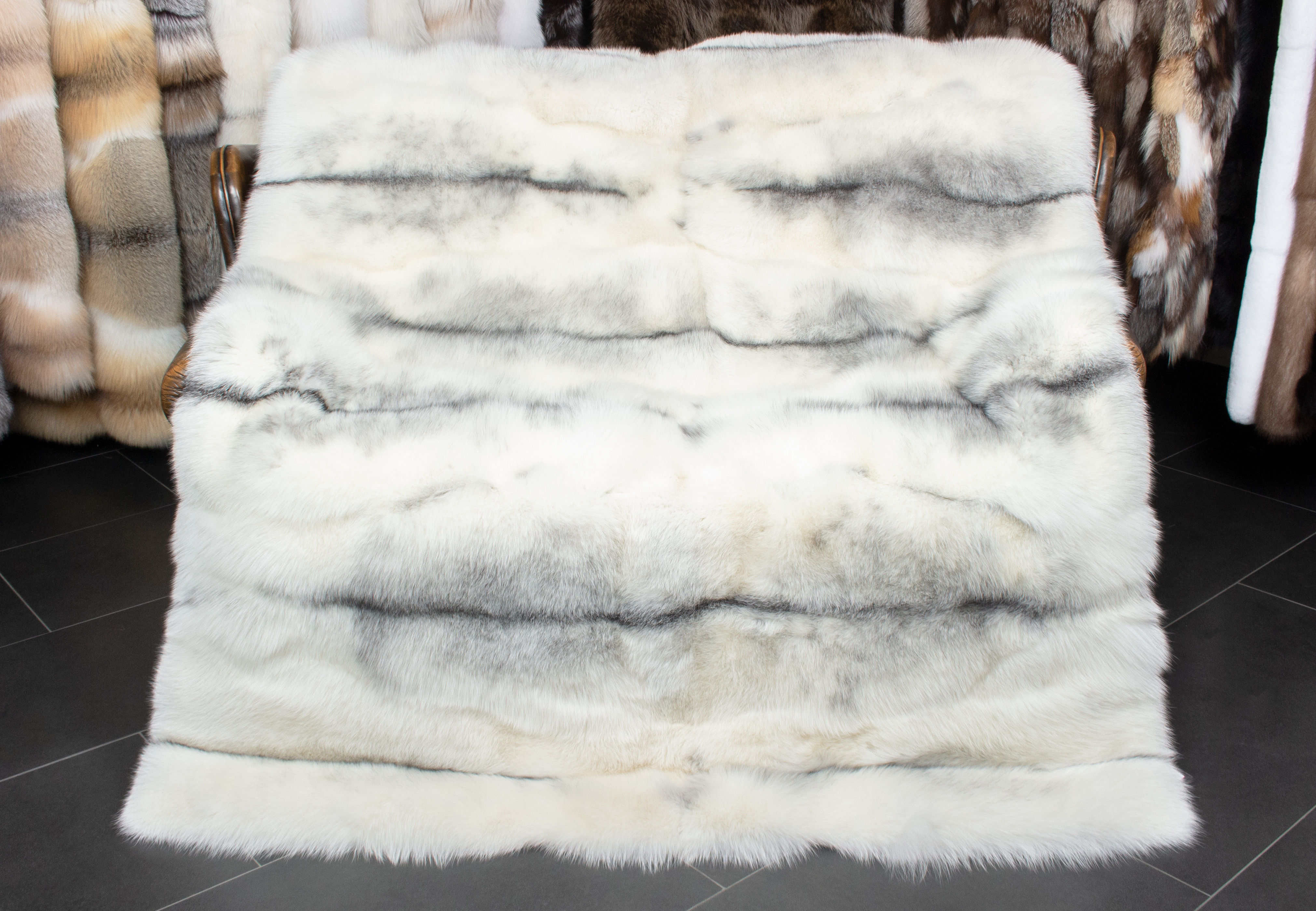 Arctic Marble Frost Fox Fur Throw