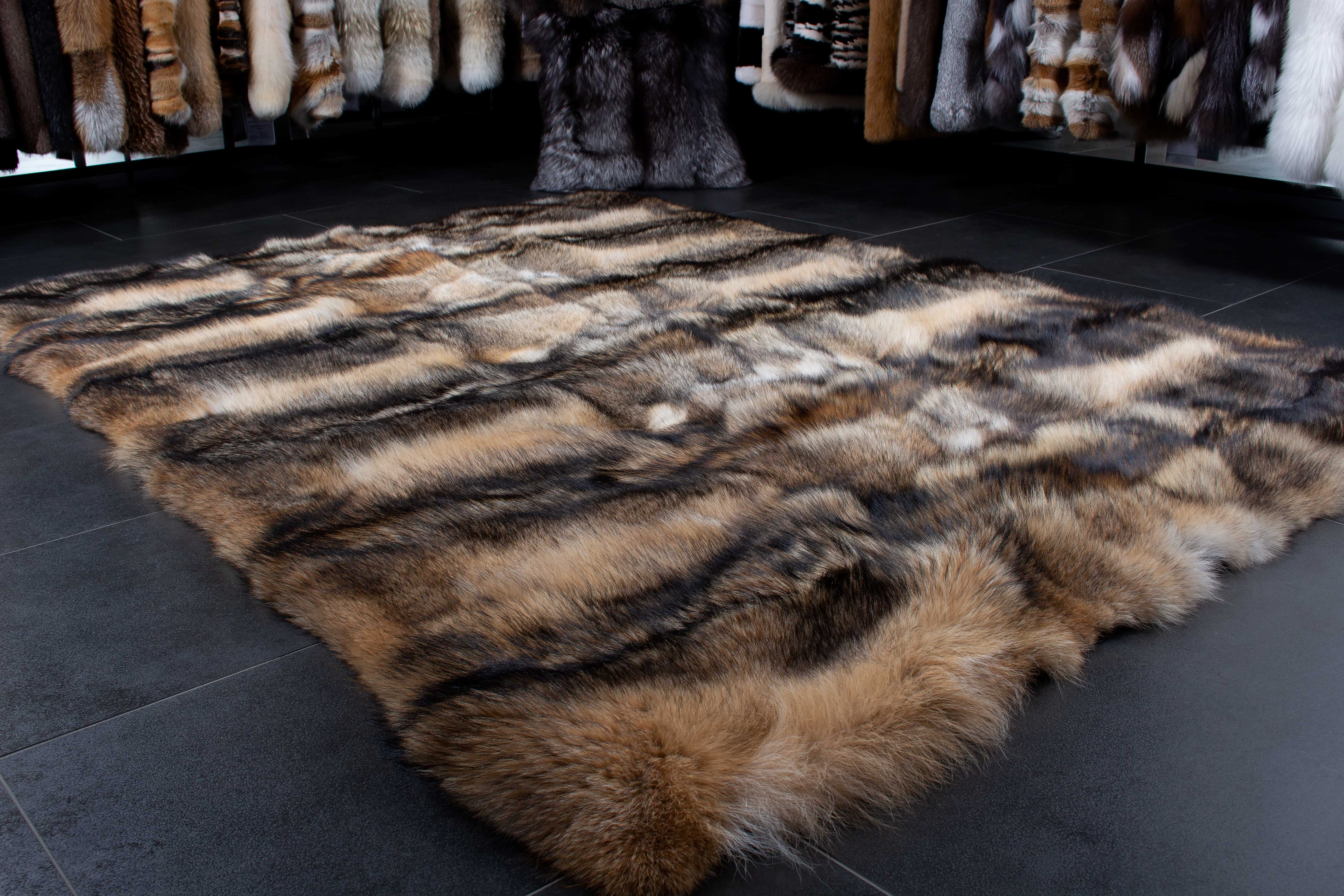 Canadian Coyote Fur Carpet made of Real Fur