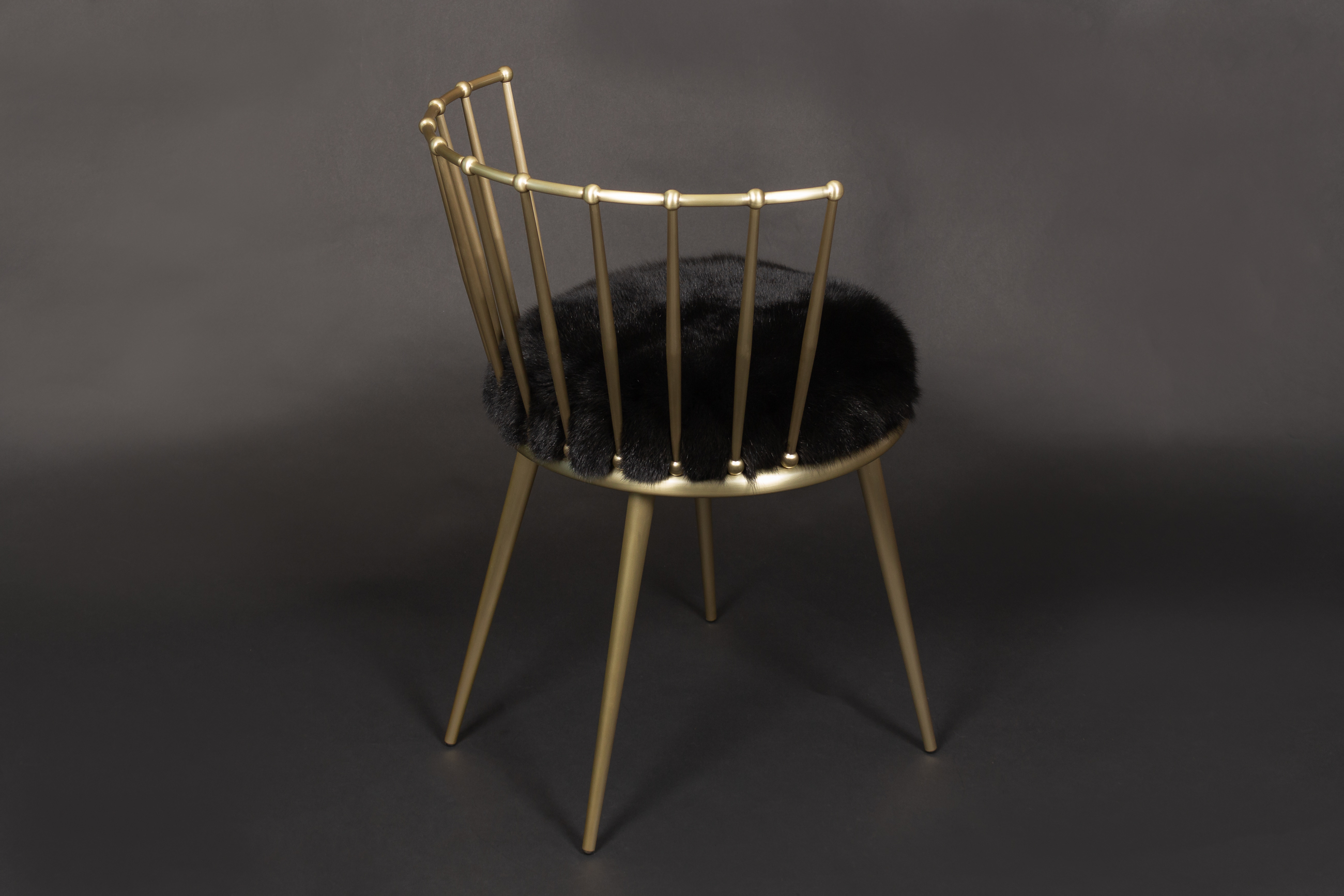 2-7248-Cantori-Stuhl-schwarzen-Blaufuchs-Echtfell Cantori Chair with Shadow Fox in Black