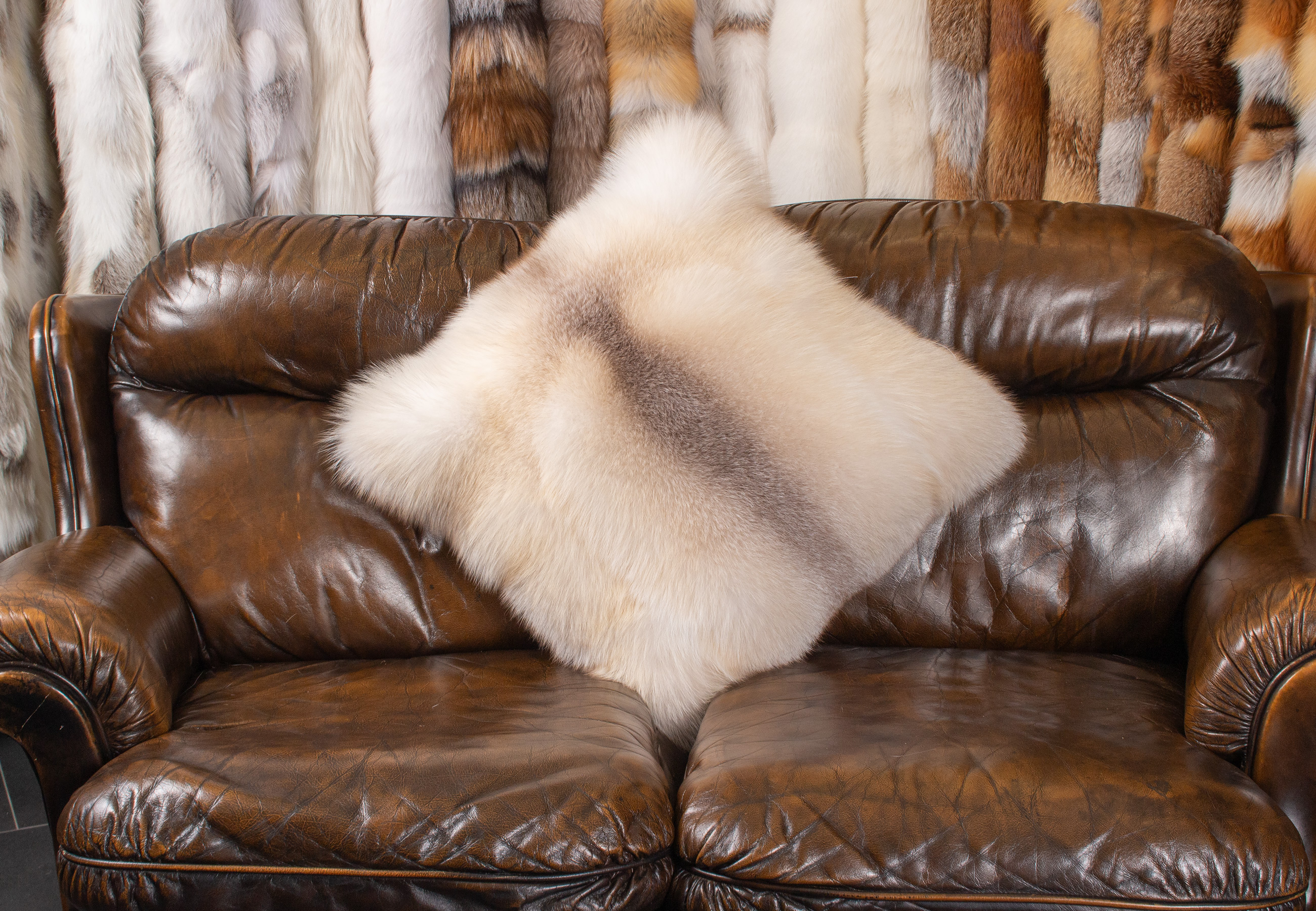 Noble Apricot Fox Fur Cushion Noble Apricot Fox Fur Cushion