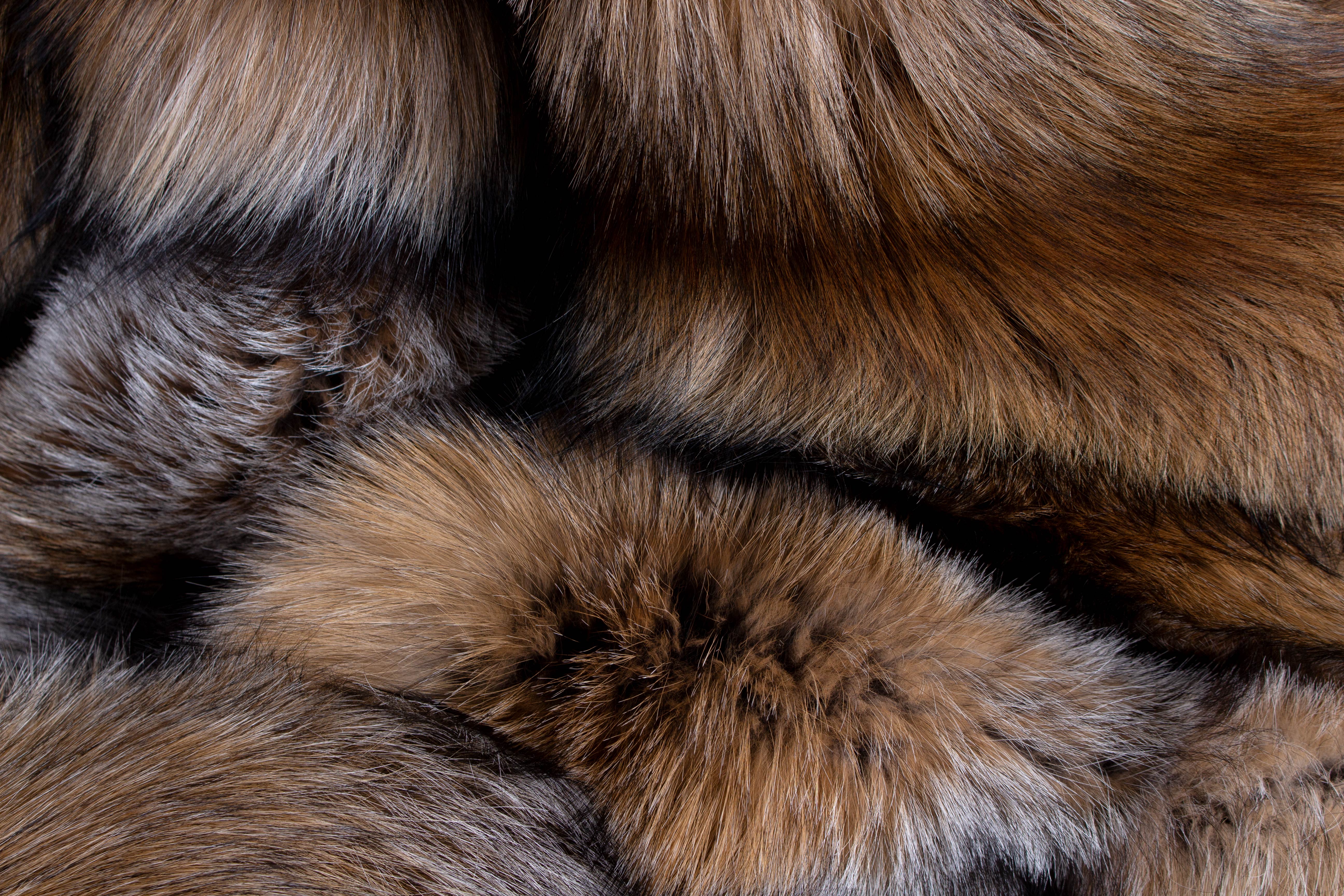 Cozy Real Fox Fur Blanket - Genuine Smokey Fox Fur