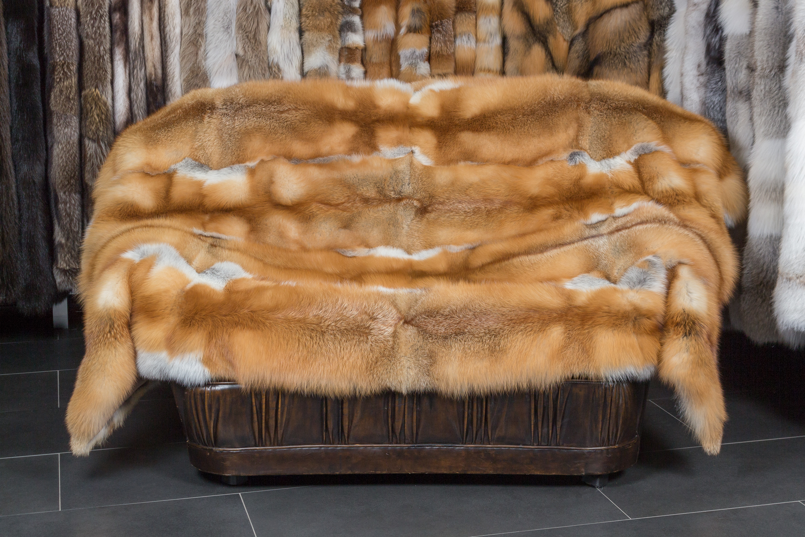 Canadian red fox fur blanket - classic style