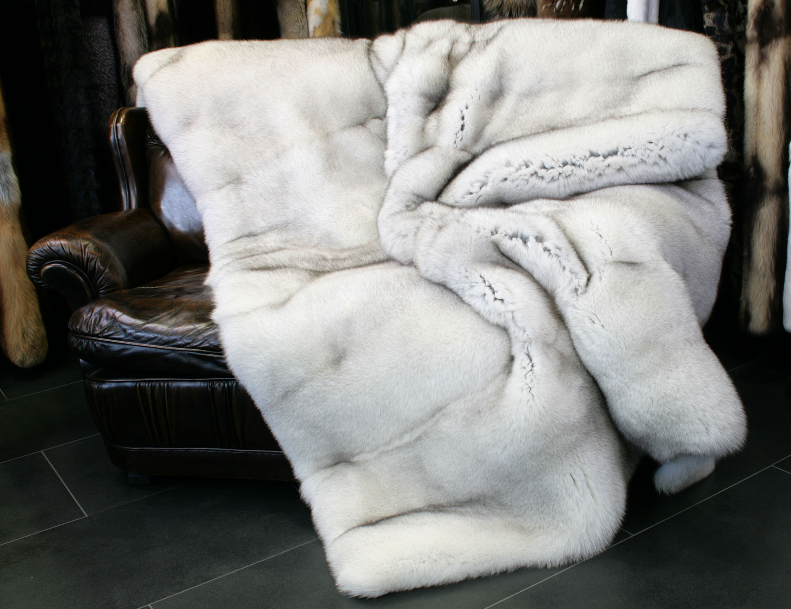 Blue fox fur blanket - natural - full furs - SAGA FURS