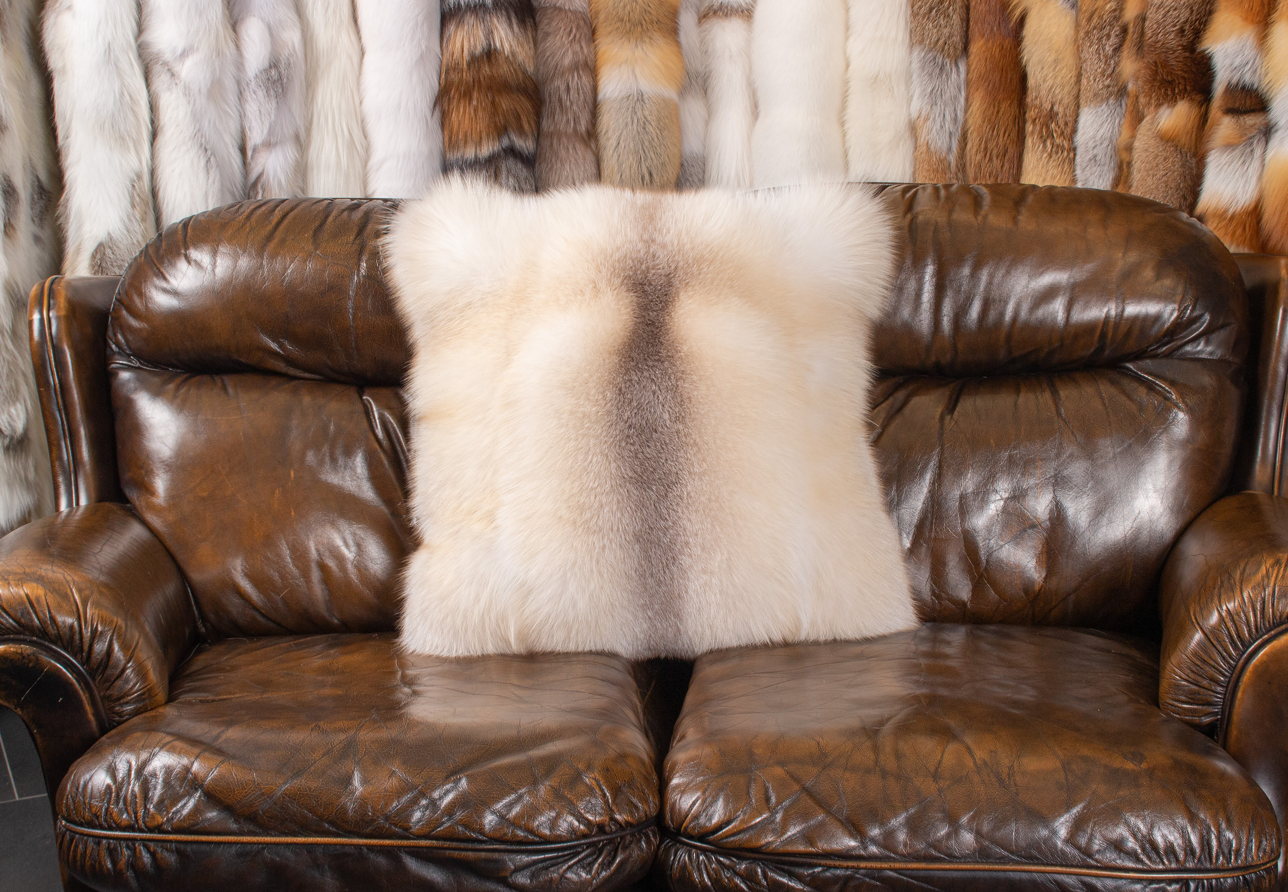 Noble Apricot Fox Fur Cushion