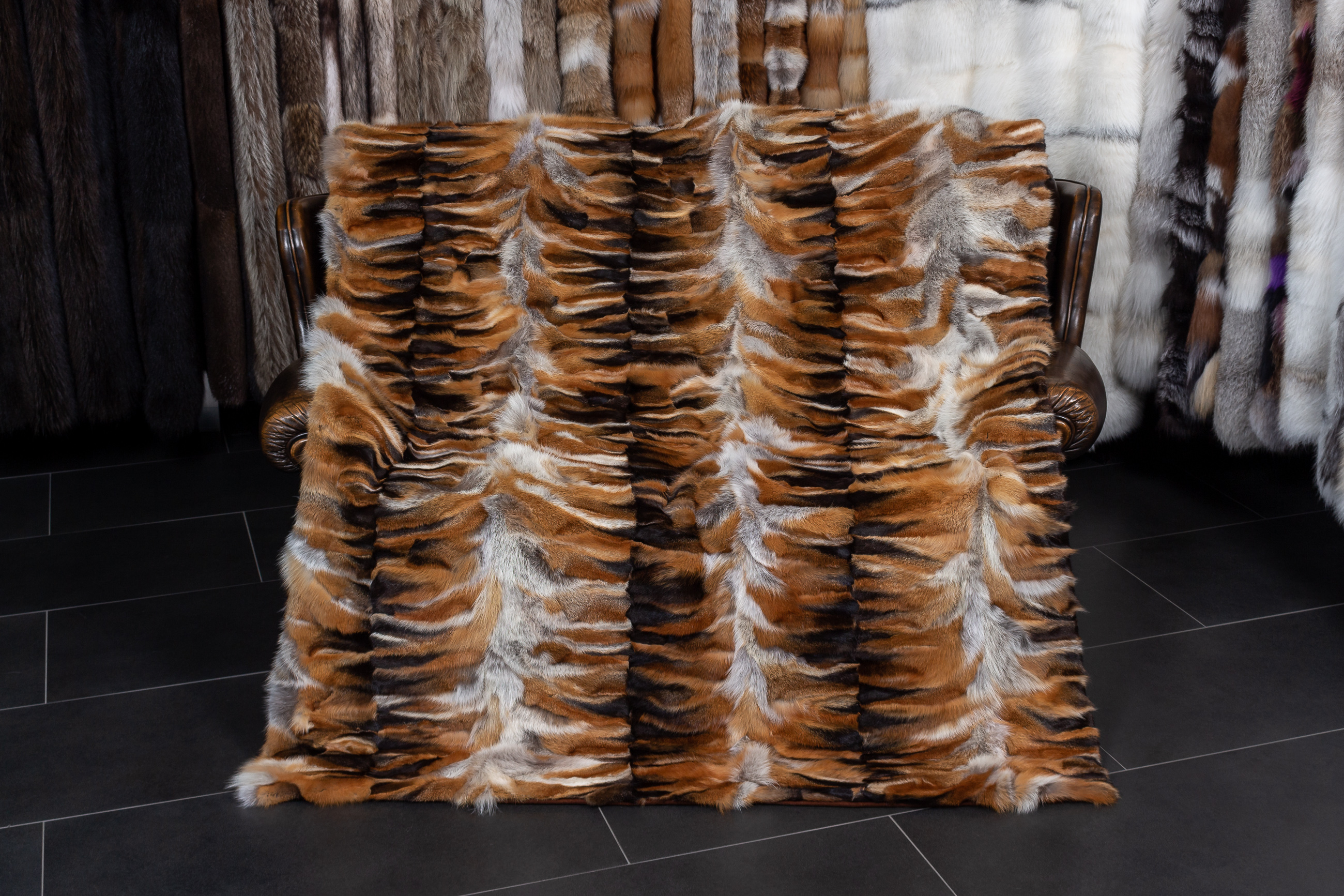 European Red Fox Fur Throw "Dark Type"