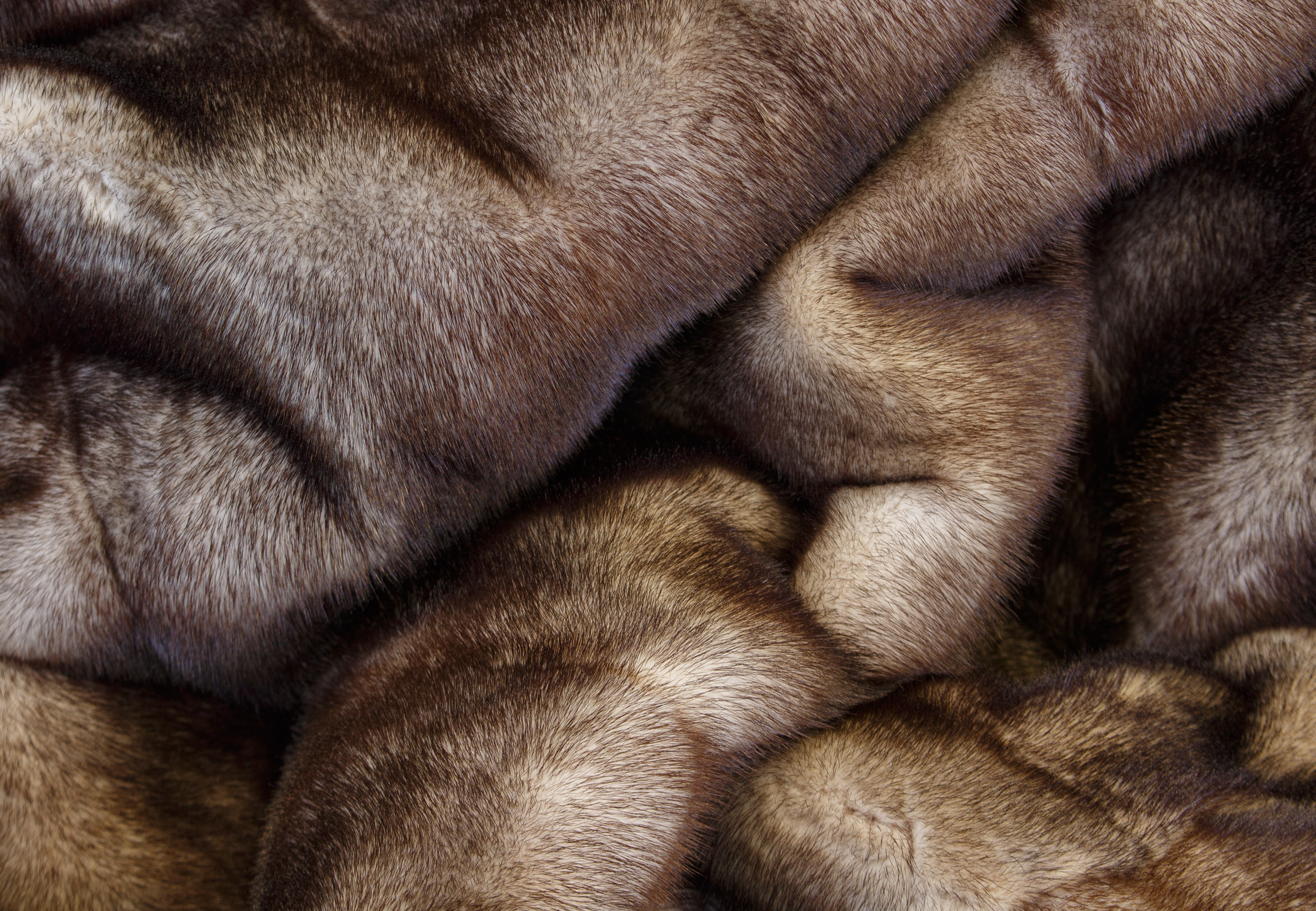 Mink Fur Blanket in brown-gray