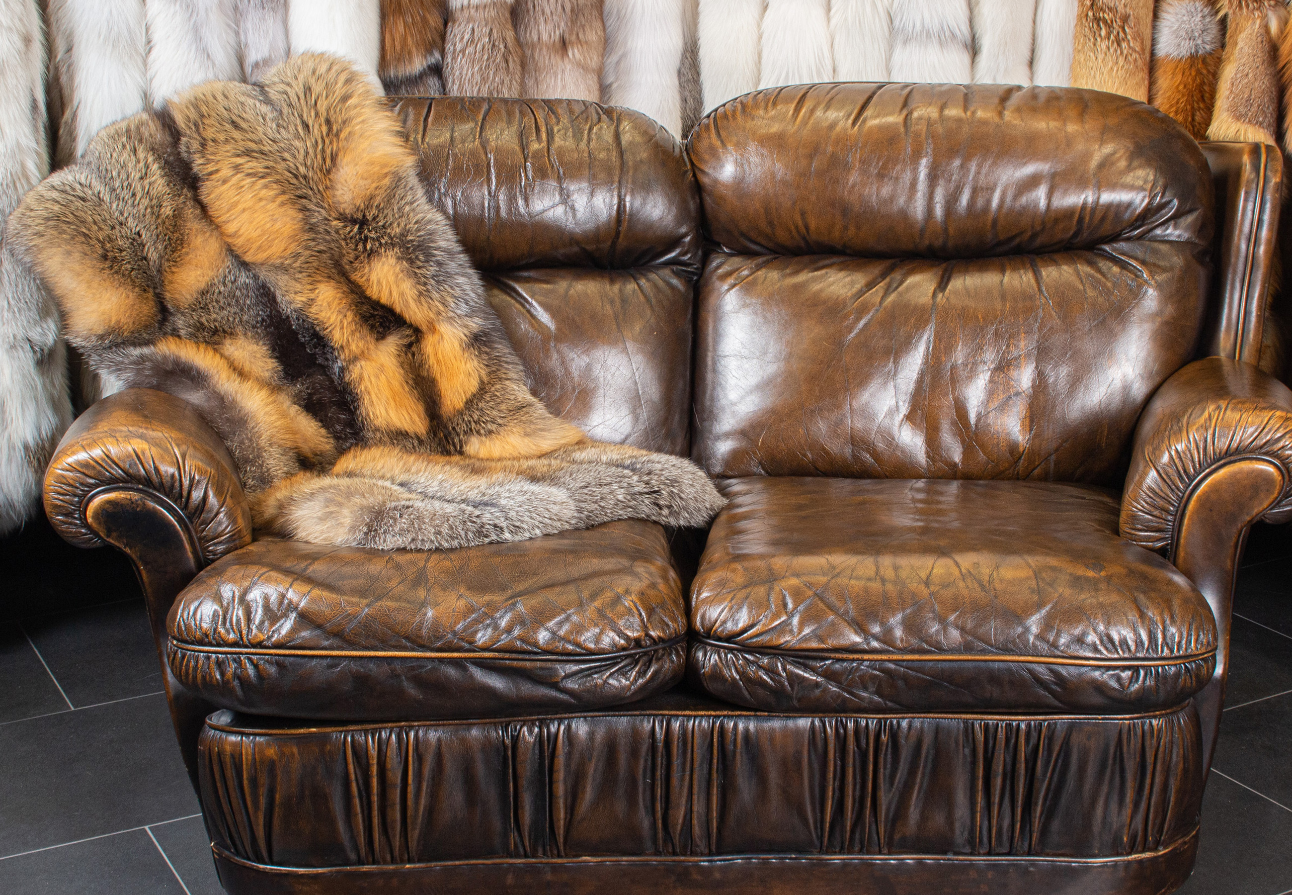 Fur Plaid made of Wild Cross Fox Fur Plaid made of Wild Cross Fox