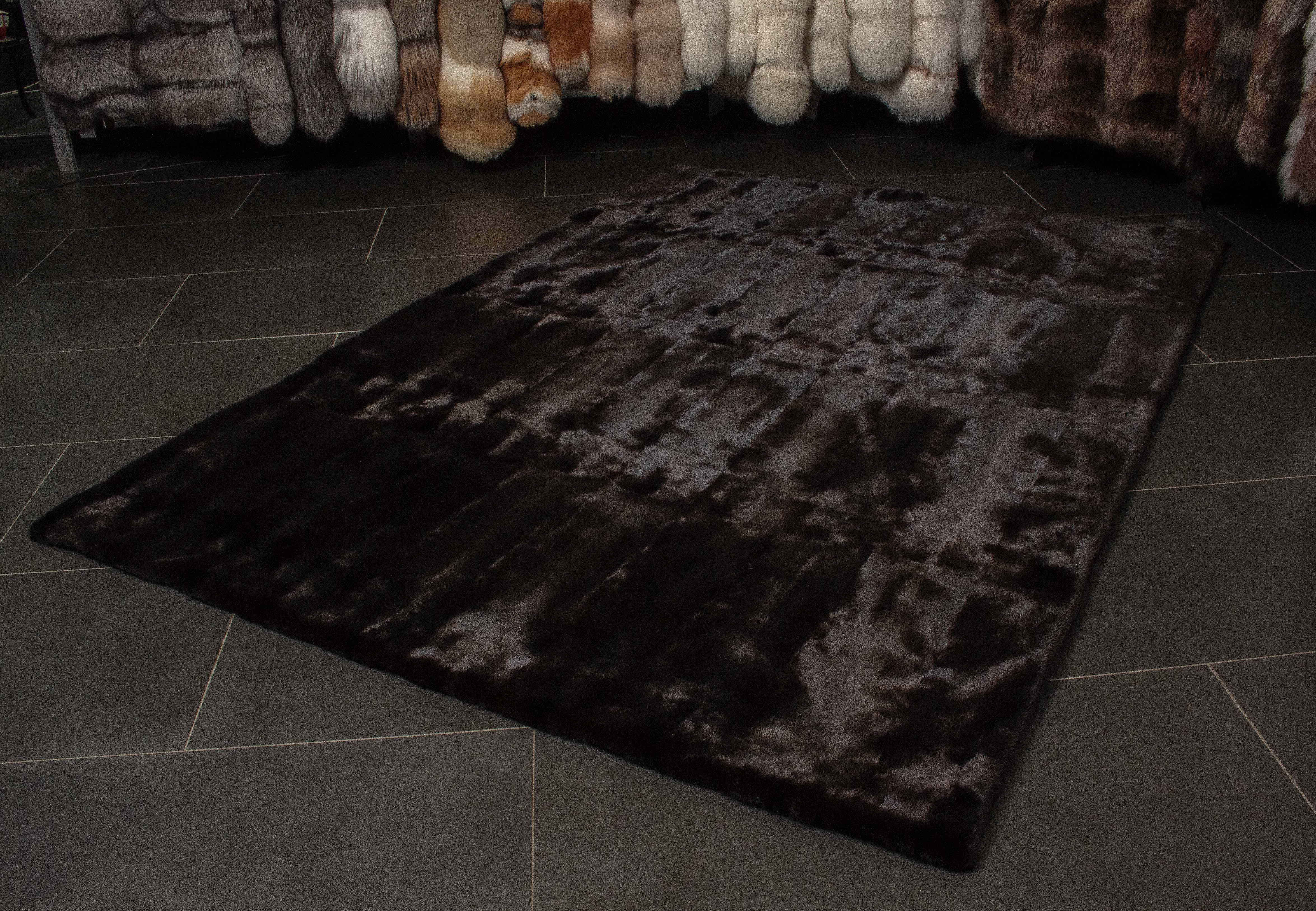 Black-Brown Mink Fur Carpet