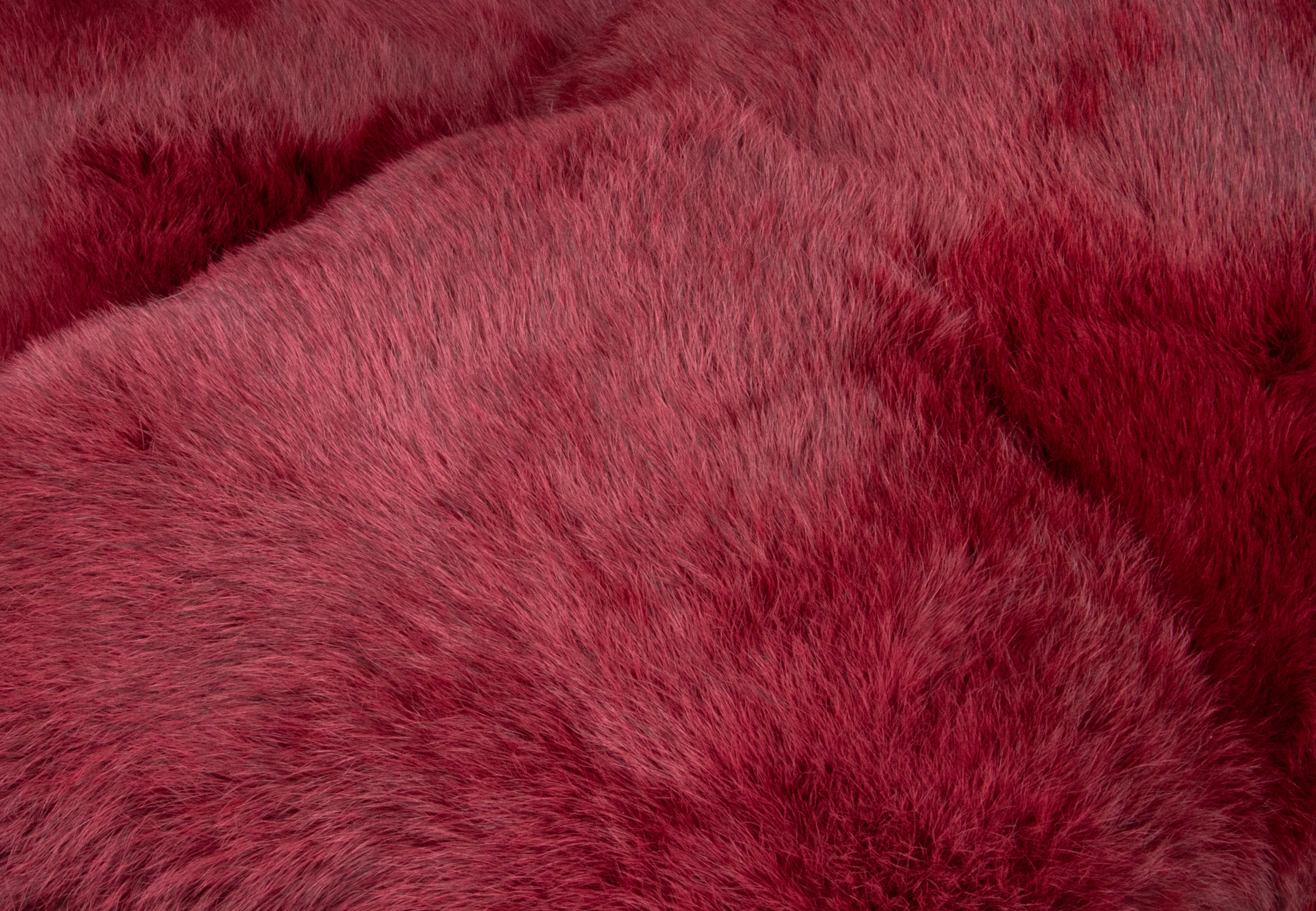 Real Rabbit Fur Cushion in dark-red