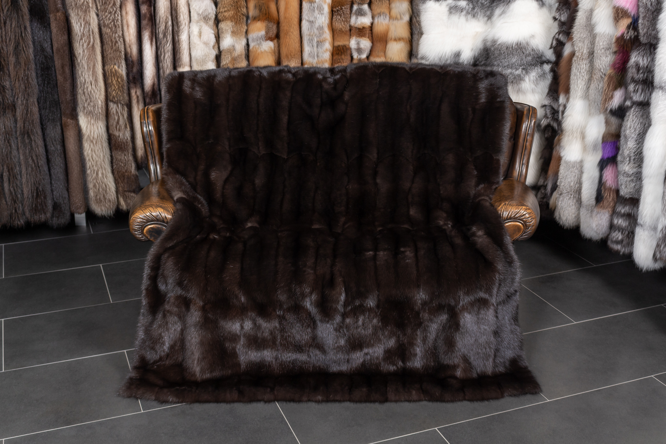 Luxurious Sable Fur Throw "Gray Smoke"