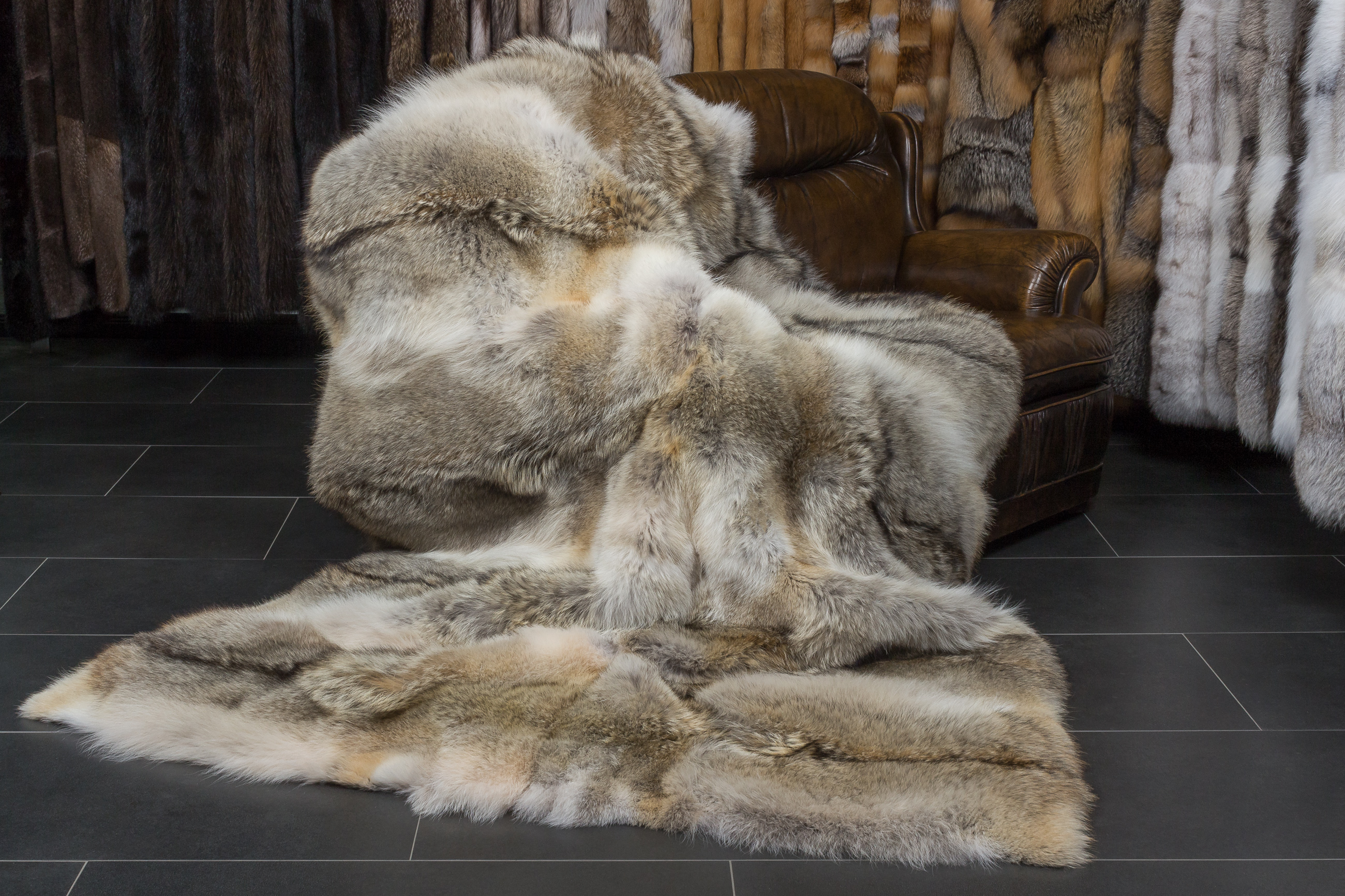Canadian Coyote Fur Throw