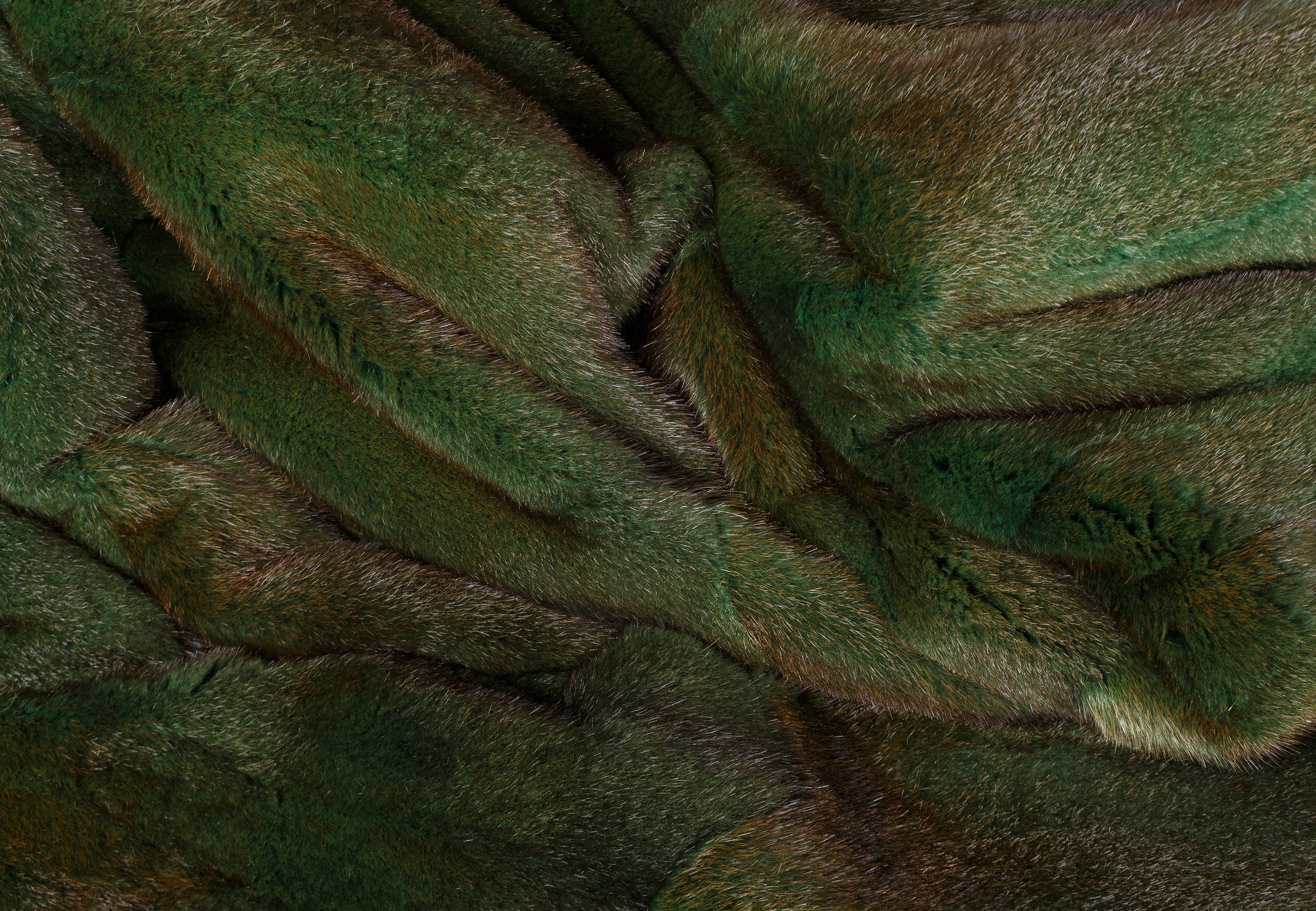 Green Muskrat Fur Blanket