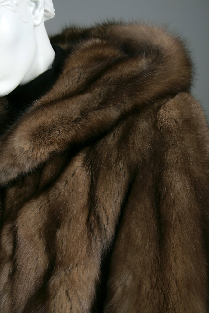 Sable fur coat made from dark bargusin sable furs