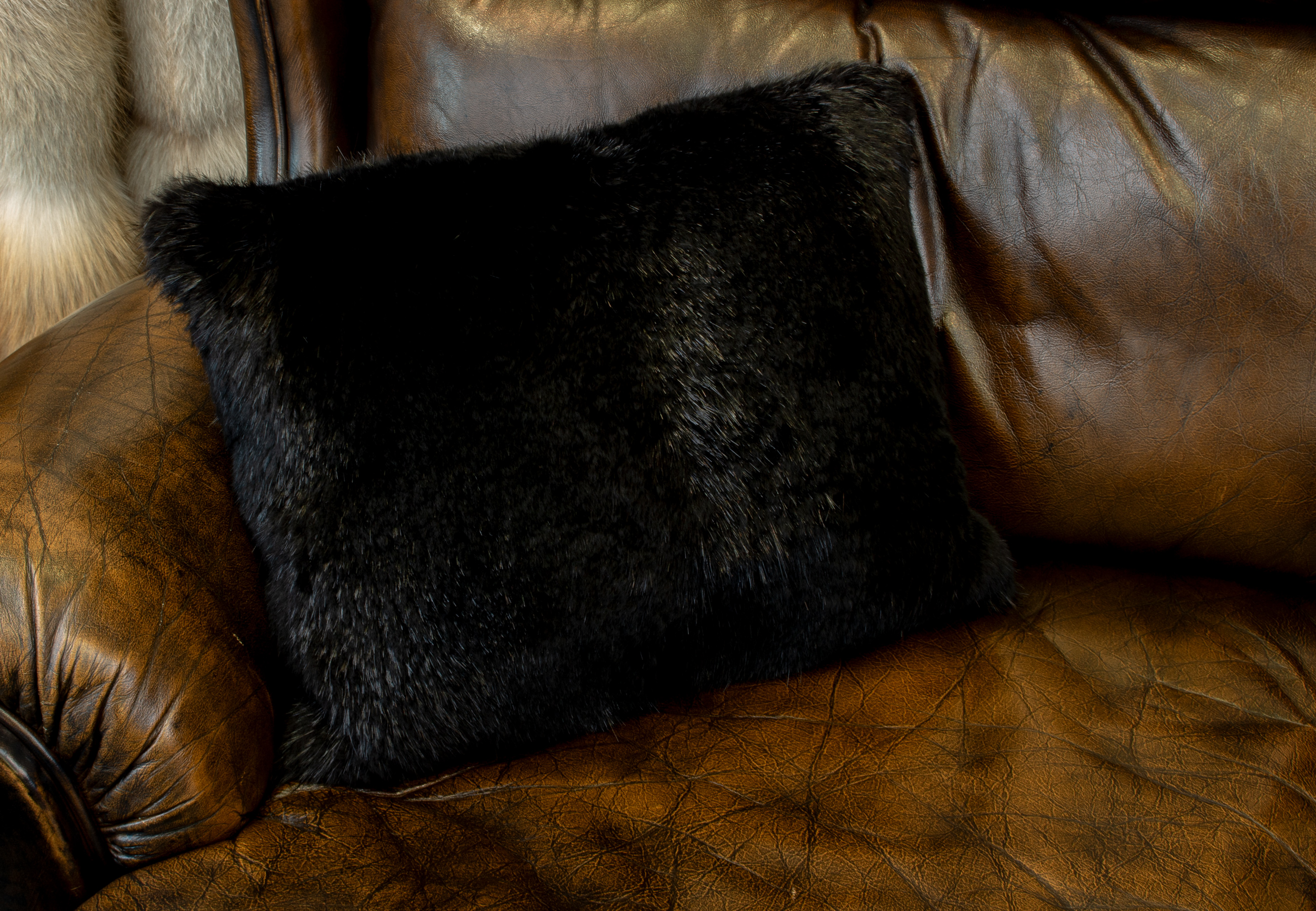 Black sales fuzzy pillow