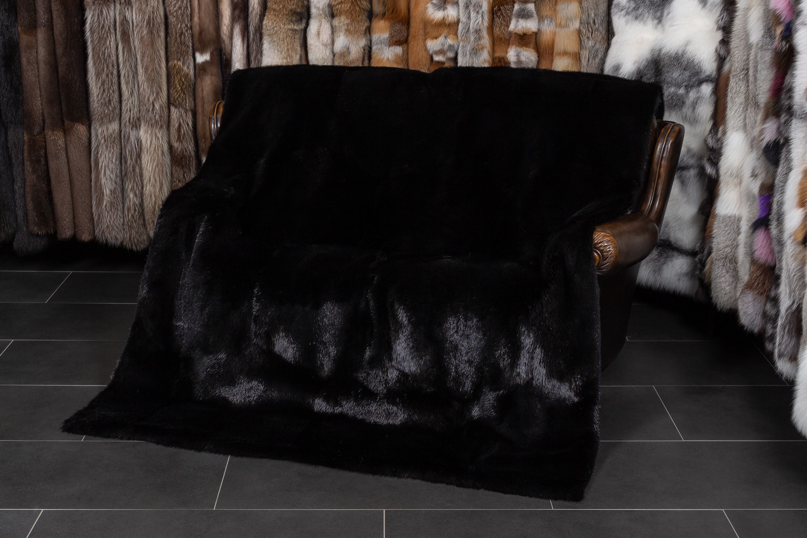 Canadian Beaver Fur Blanket in black