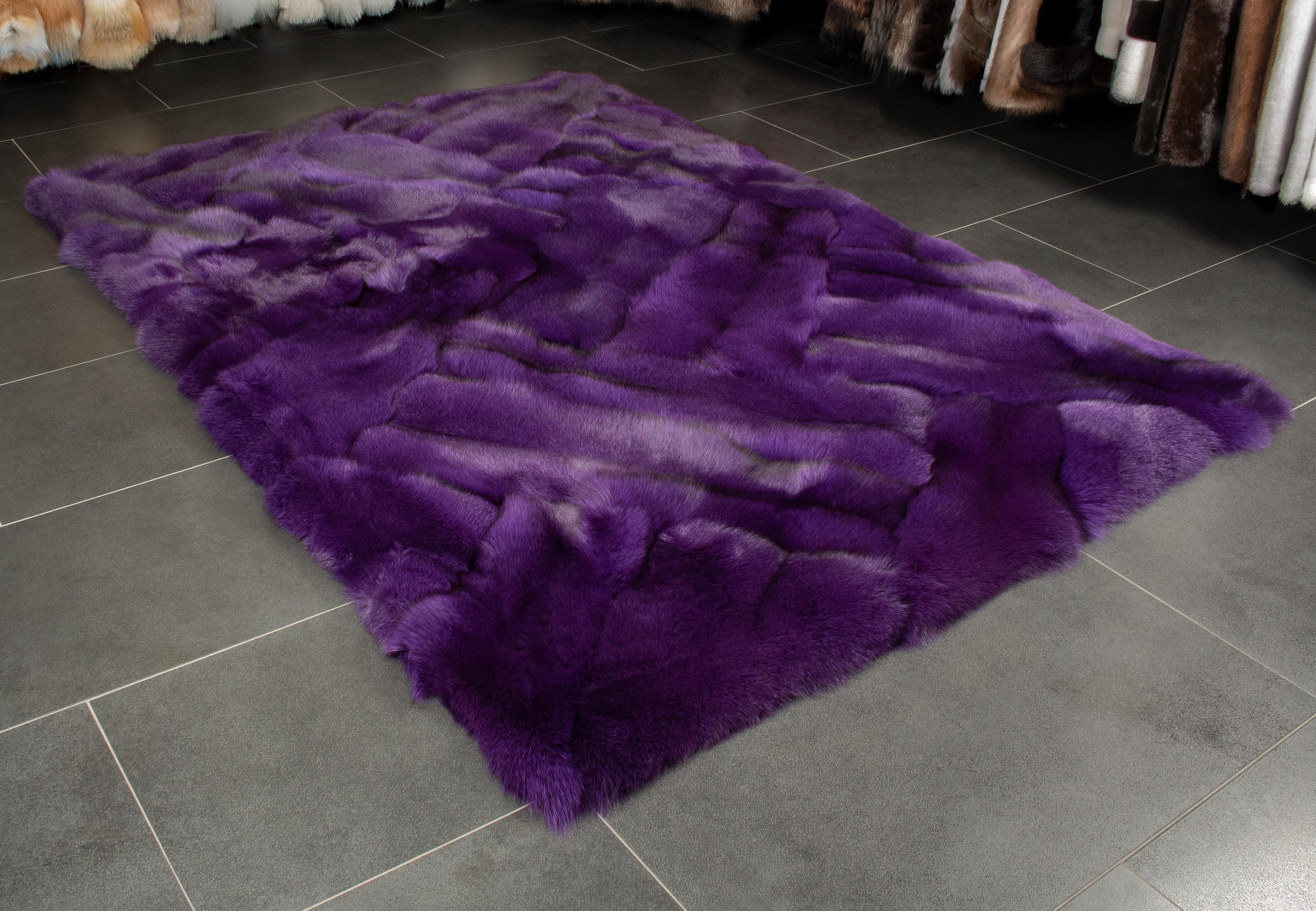 1-5260-Blaufuchs-Fellteppich-Indigo-Lila-Fell-Teppich Blue Fox Rug "Dark Violet"