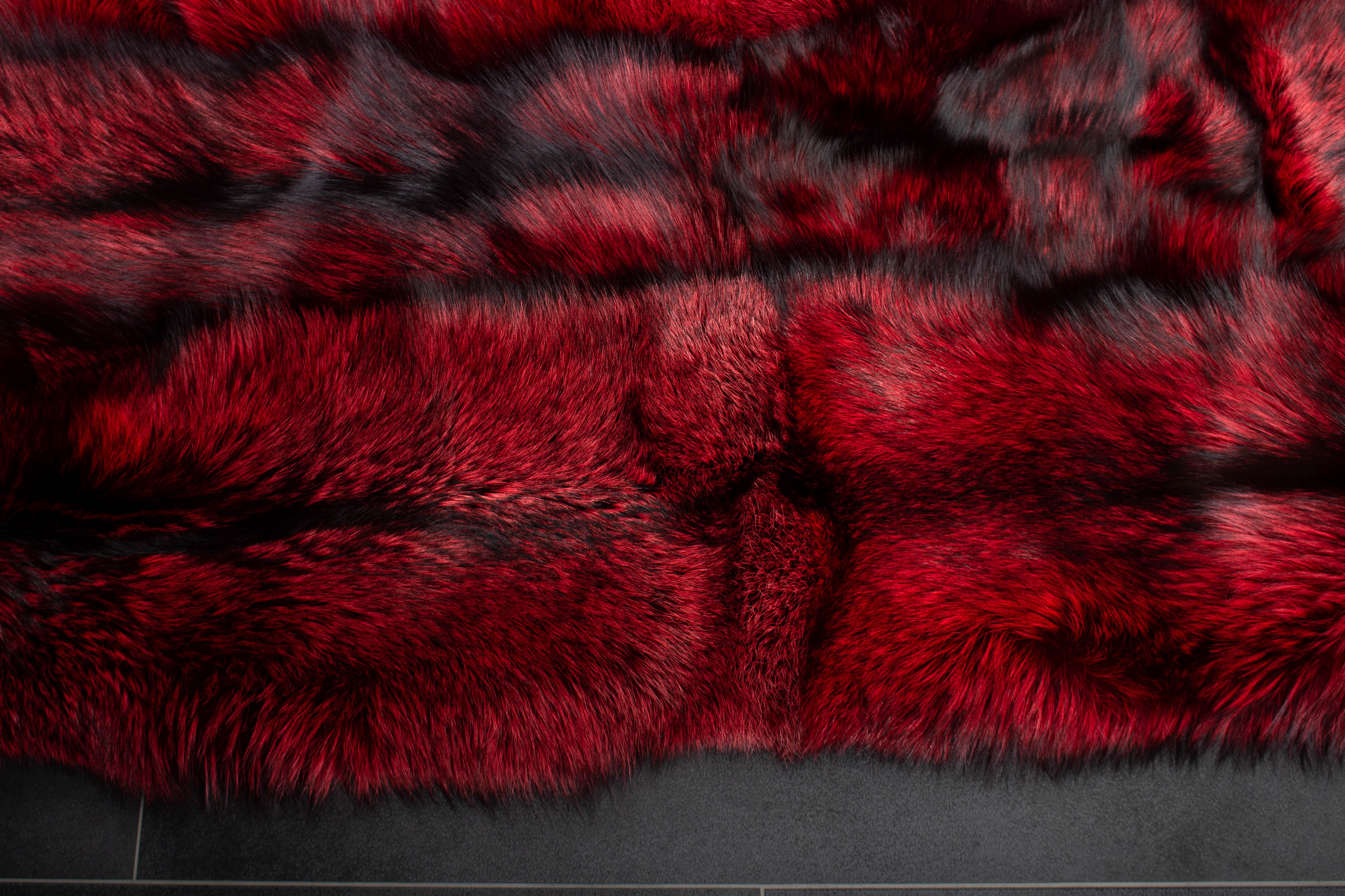 Ferrari Red Fur Rug from Silver Foxes