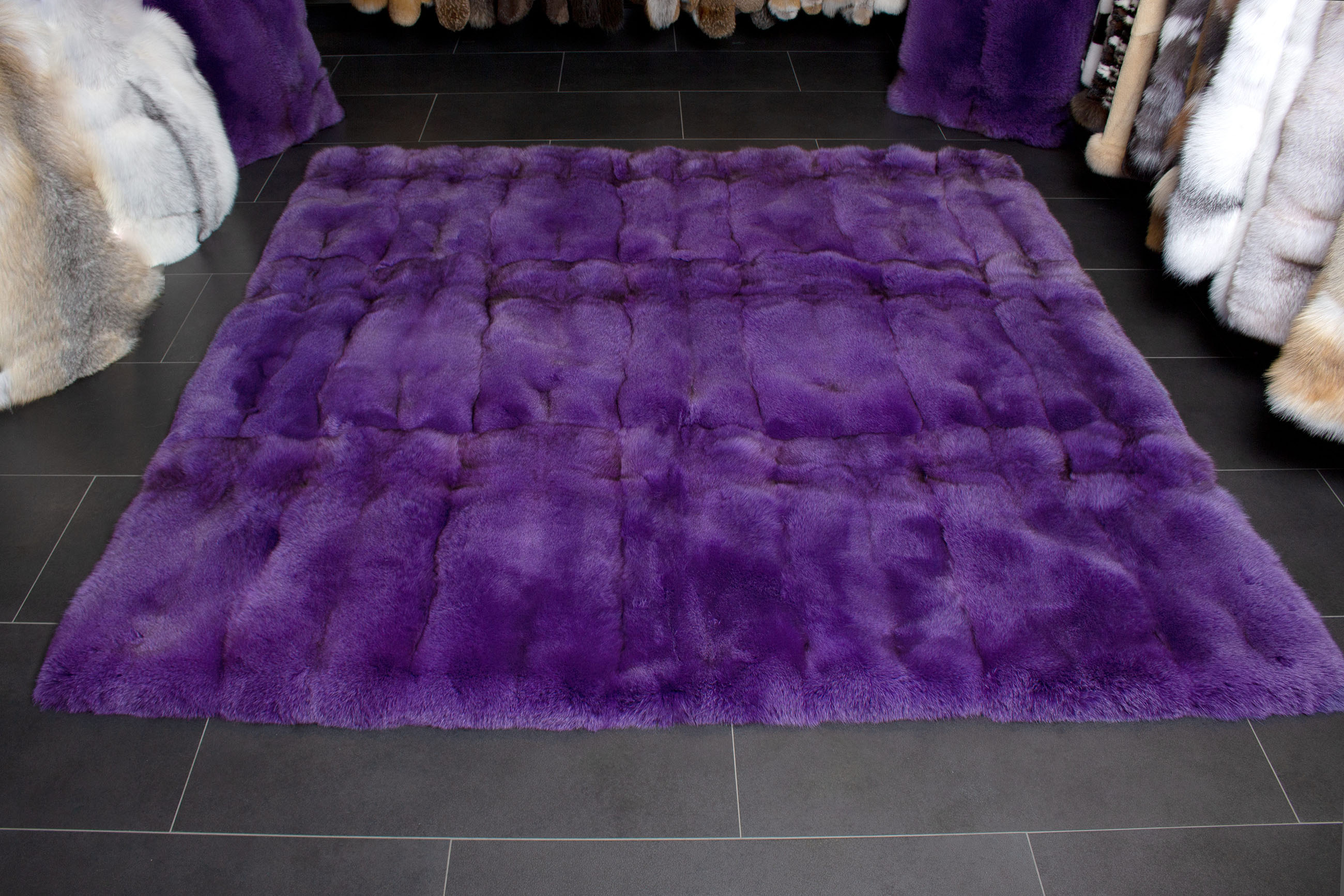 Real Blue Fox Carpet in Purple