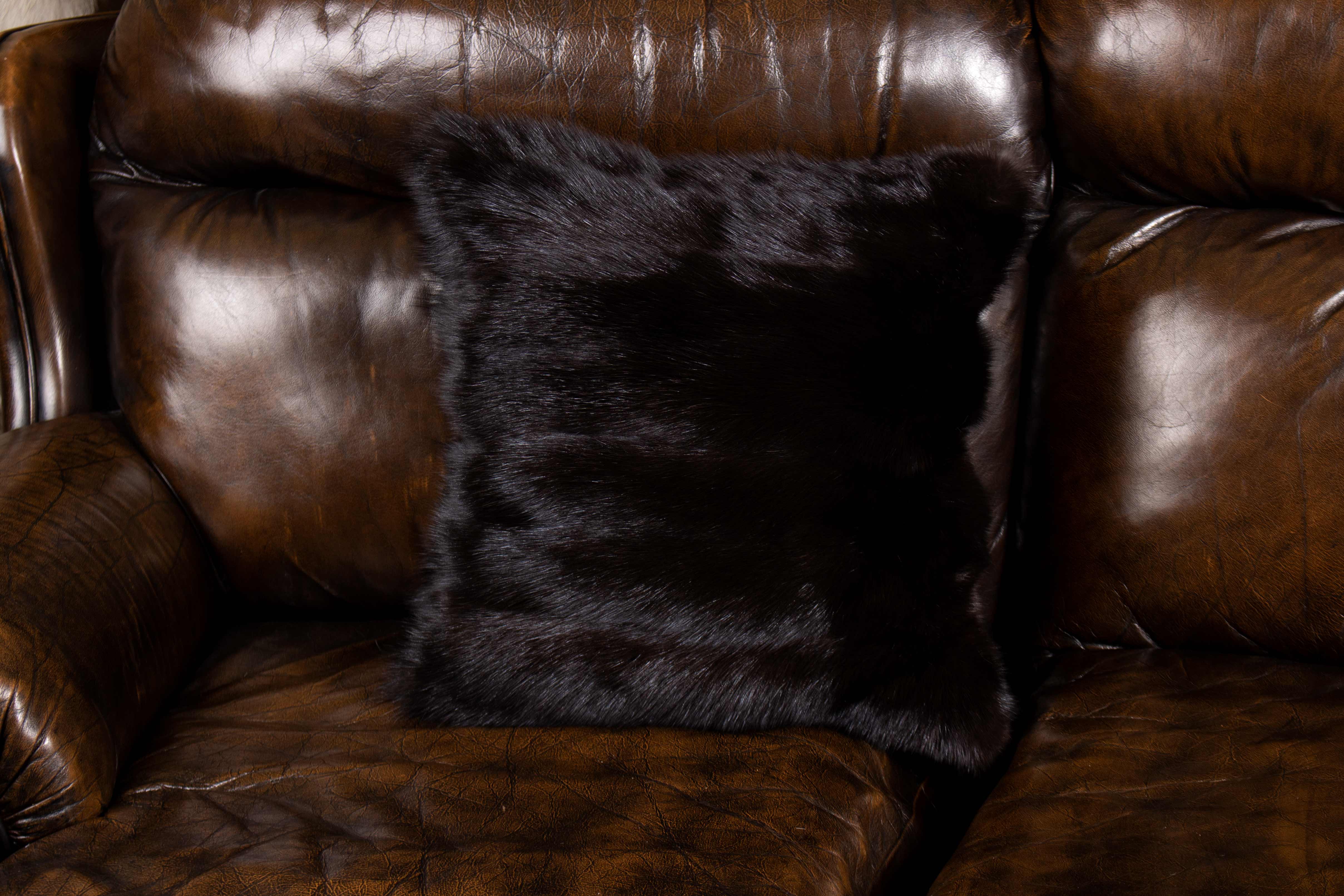 Russian Sable Fur Cushion Gray Smoke Genuine Fur
