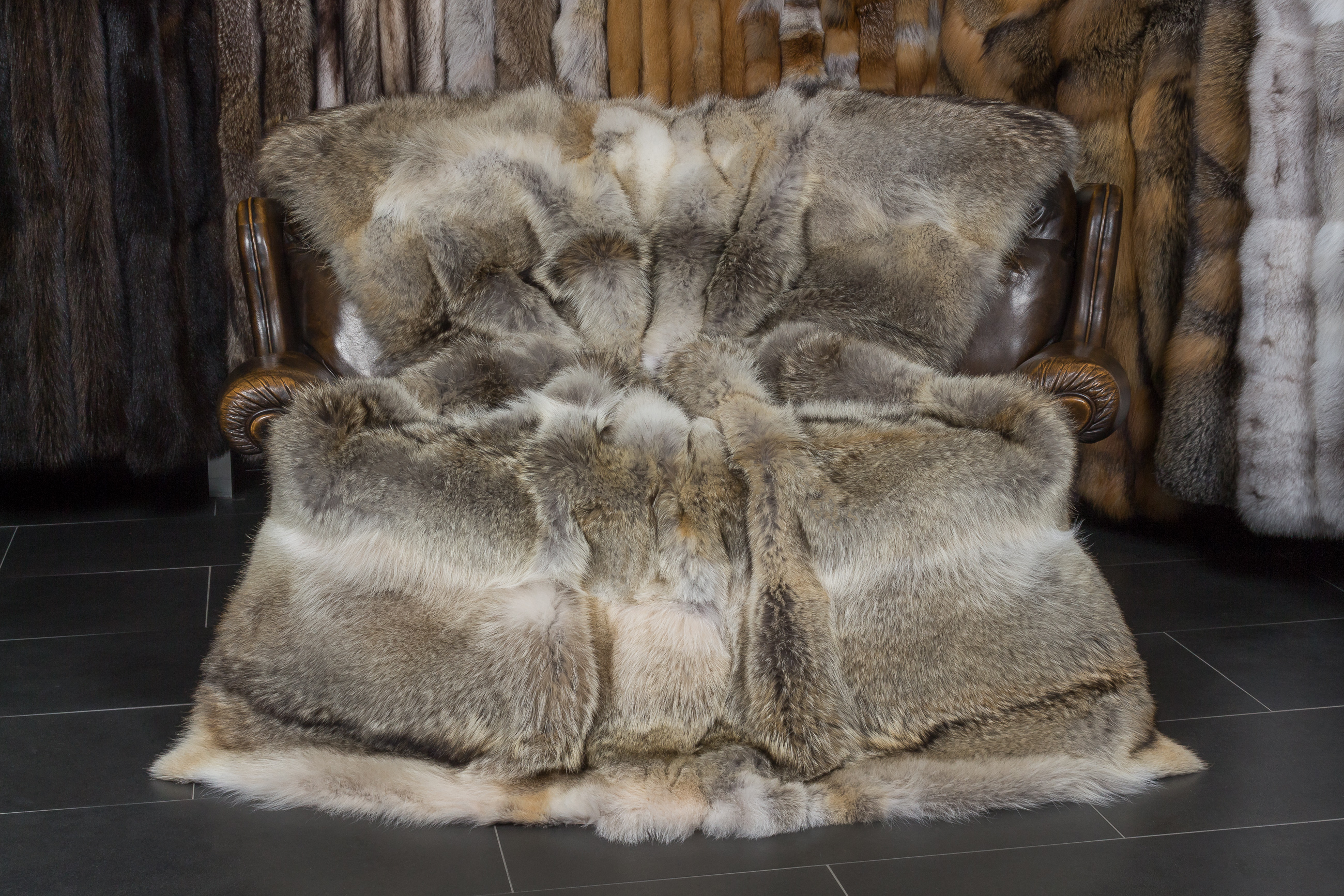 Canadian Coyote Fur Throw