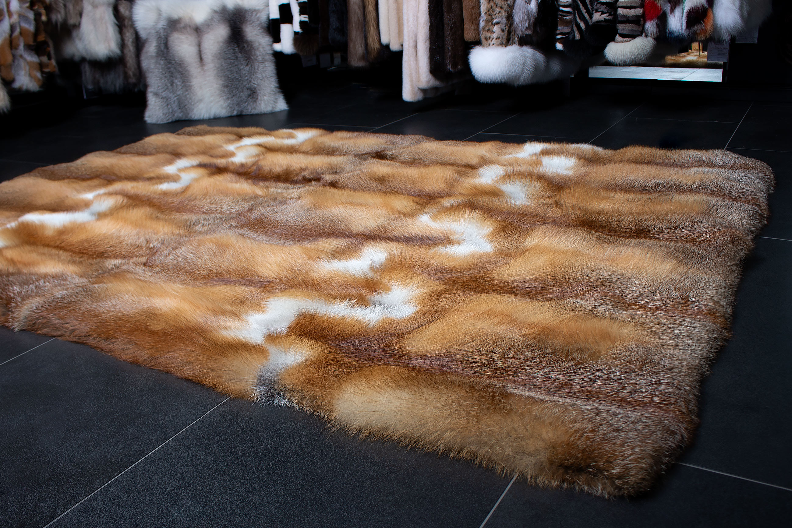 European Red Fox Fur Carpet - Genuine Fur