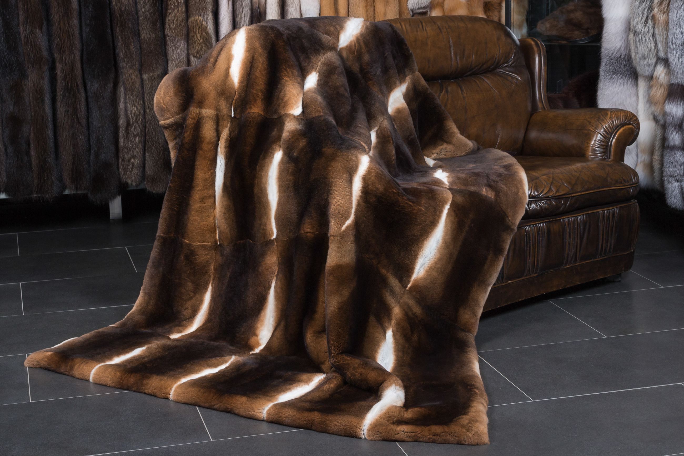 Castor Rex Rabbit Fur Blanket - Natural - very soft